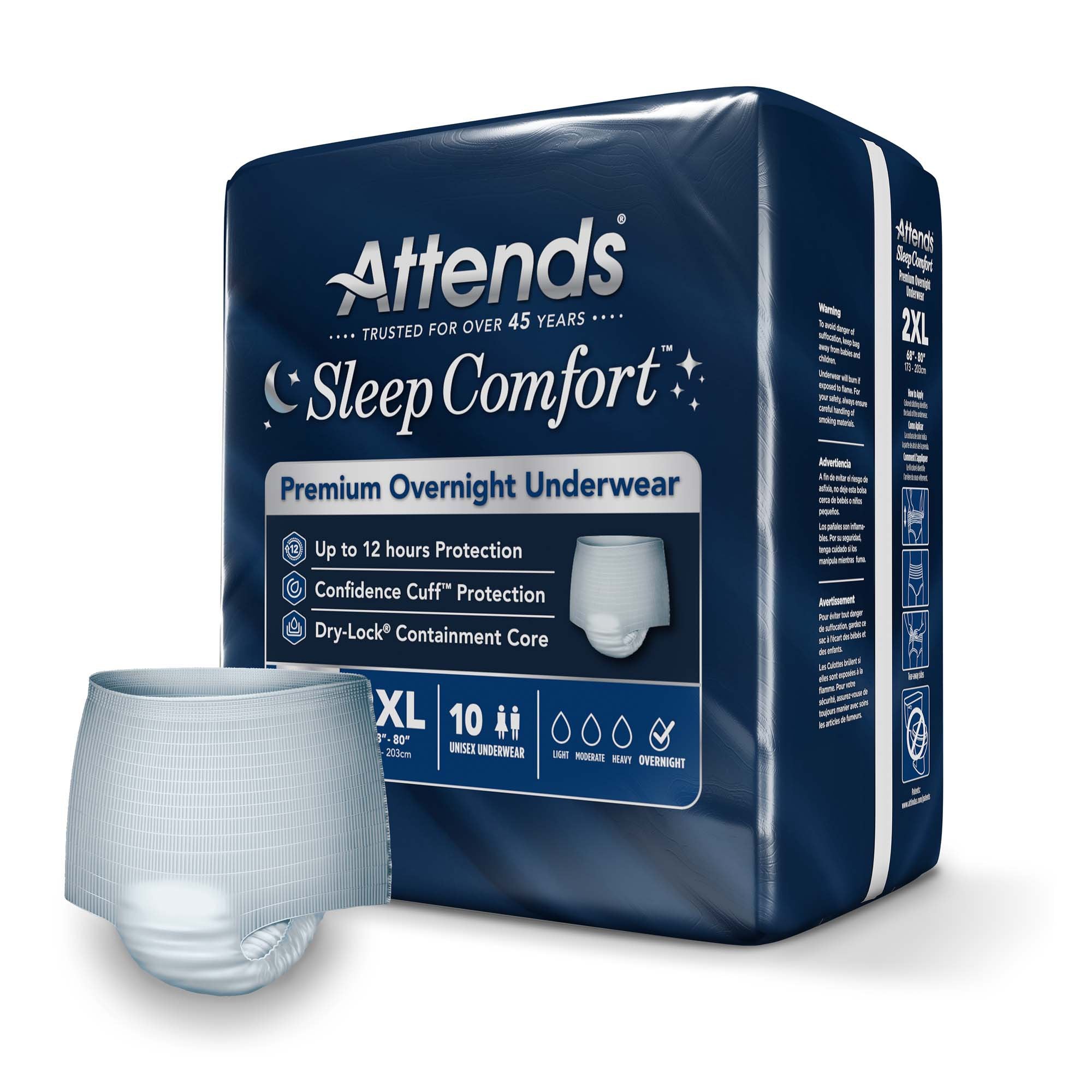 Absorbent Underwear Attends Sleep Comfort Premium Overnight Pull On with Tear Away Seams Adult 2X-Large Unisex Disposable Heavy Absorbency - image 2