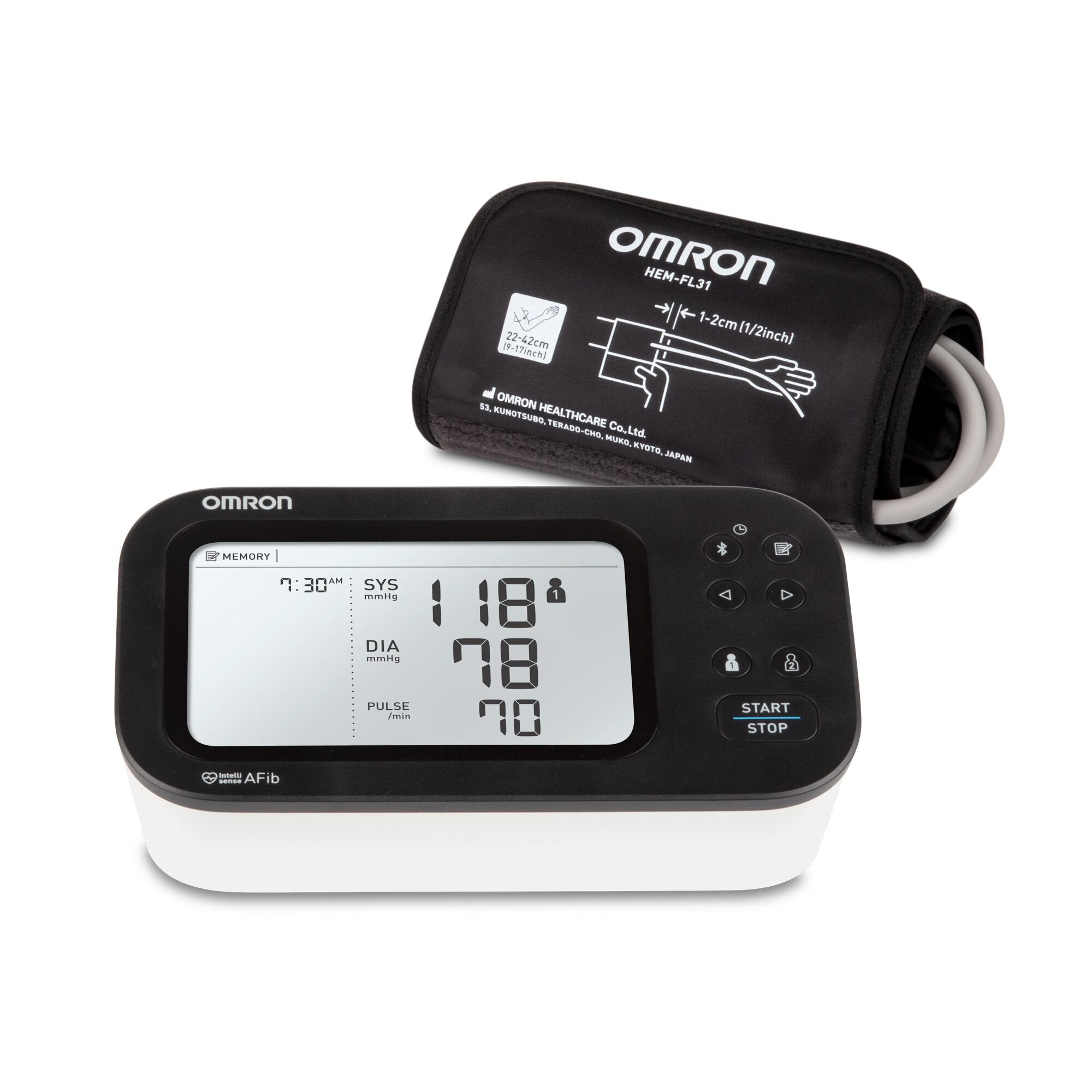 Digital Blood Pressure Monitor Omron 7 Series® Adult Cuff Nylon Cuff 9 to 17 Inch Desk Model - image 6