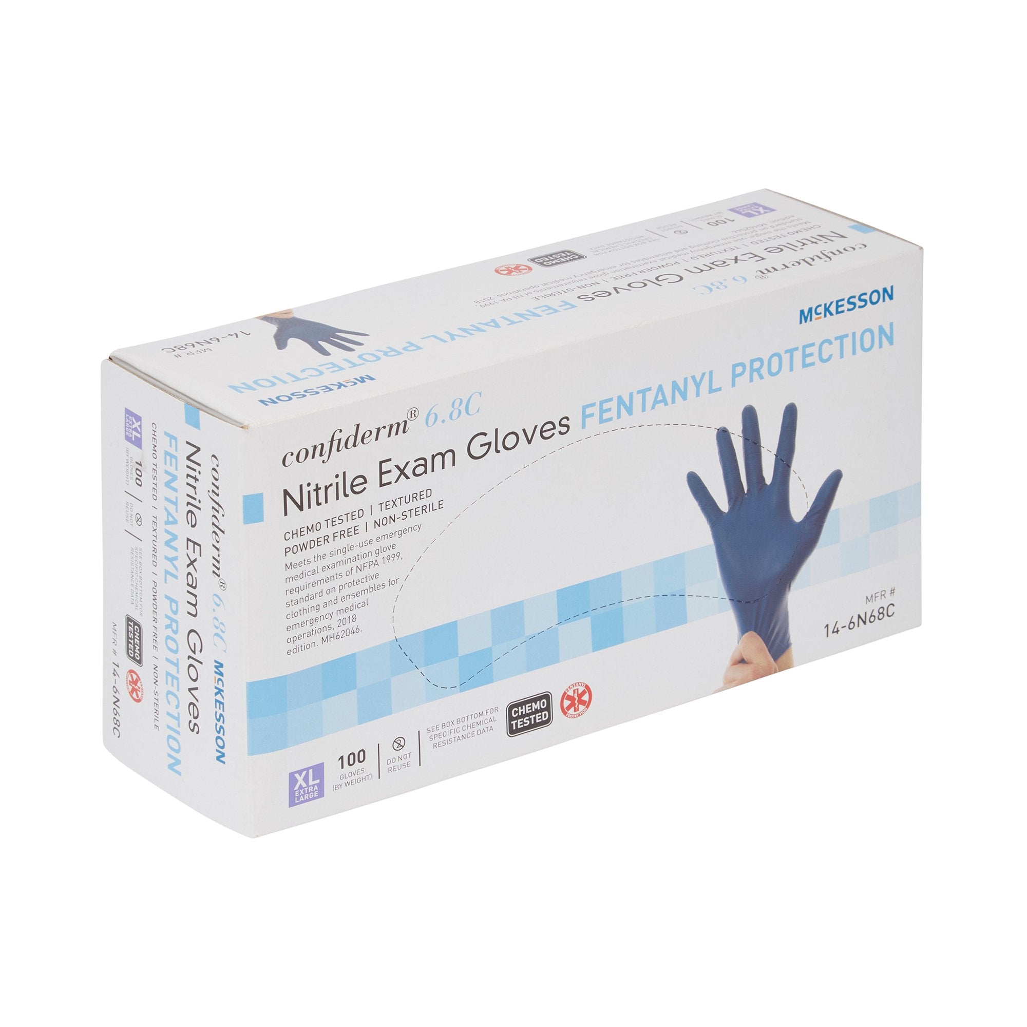 McKesson Confiderm® 6.8C Nitrile Exam Glove, Extra Large, Blue (100 Units)