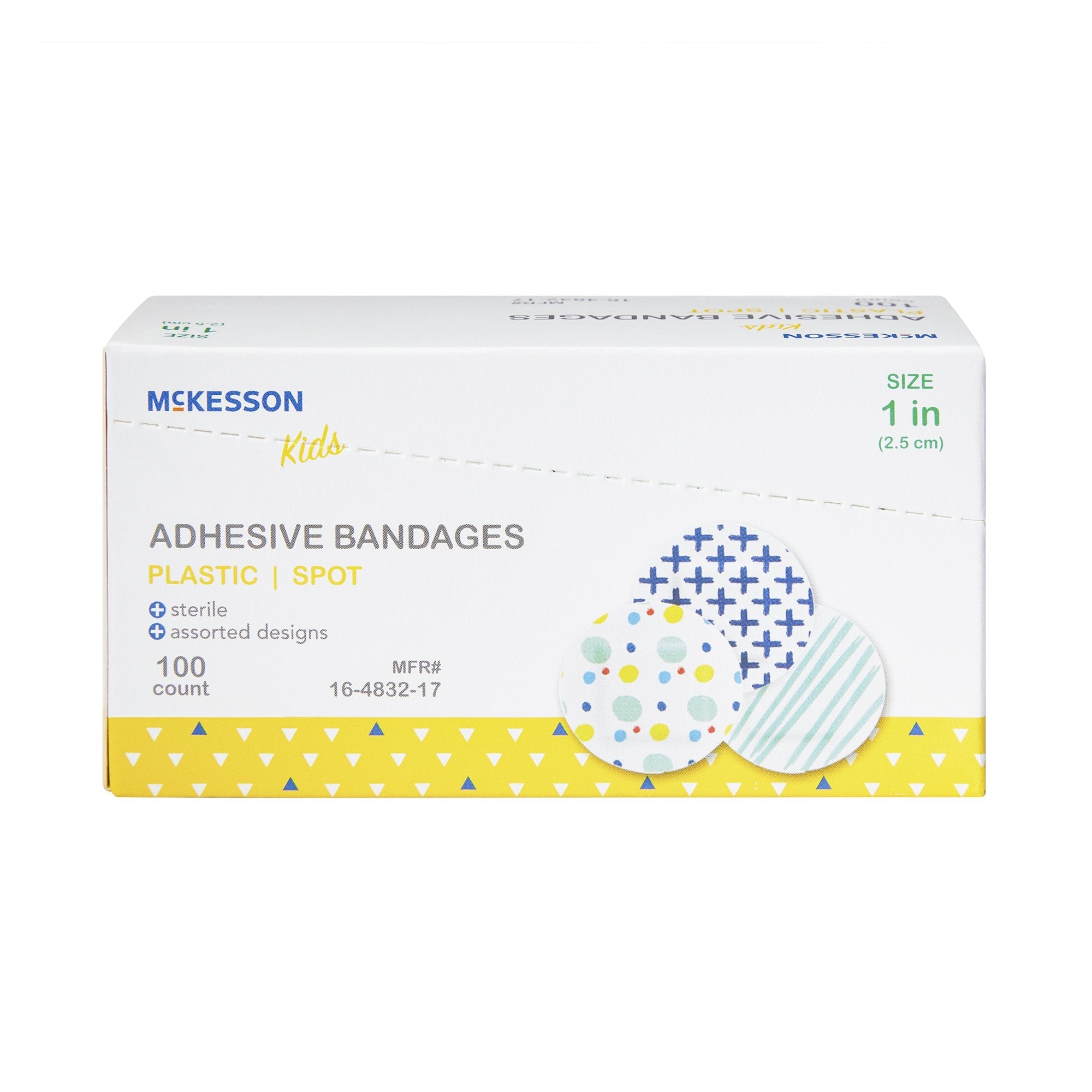McKesson Kids™ Round Kid Design (Assorted Prints) Adhesive Spot Bandage, 1 Inch (100 Units)