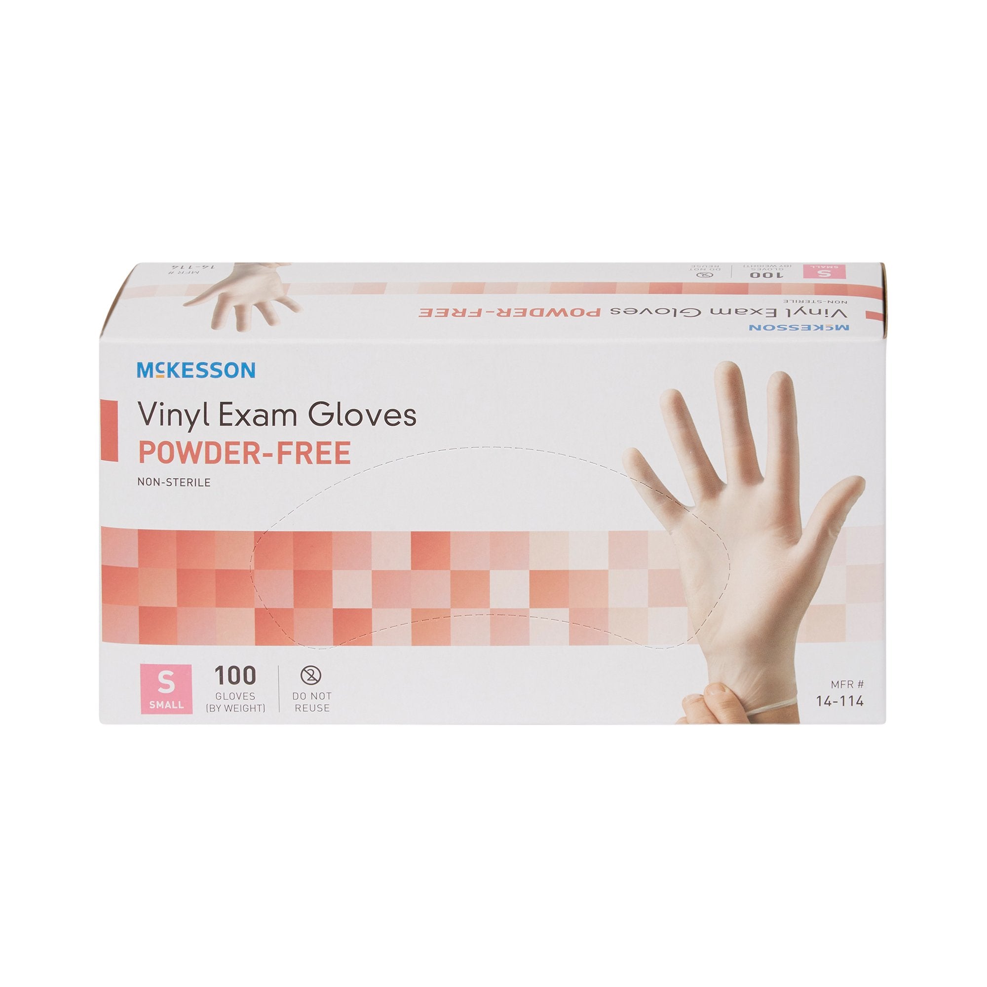 McKesson Vinyl Exam Gloves, Small Size, Clear, Smooth - 100 Pack