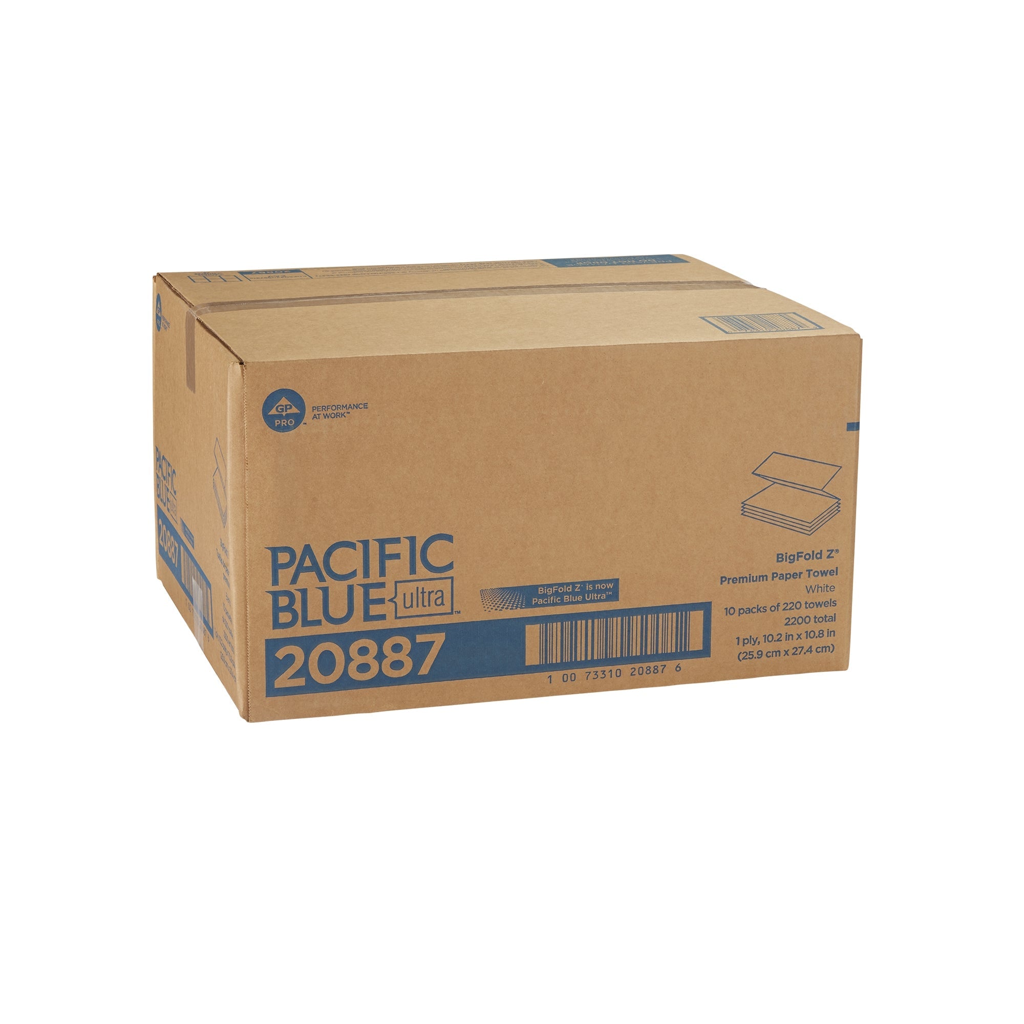 Pacific Blue Ultra Bigfold Z Paper Towels, 10 Packs, 220 Sheets - Eco-Friendly
