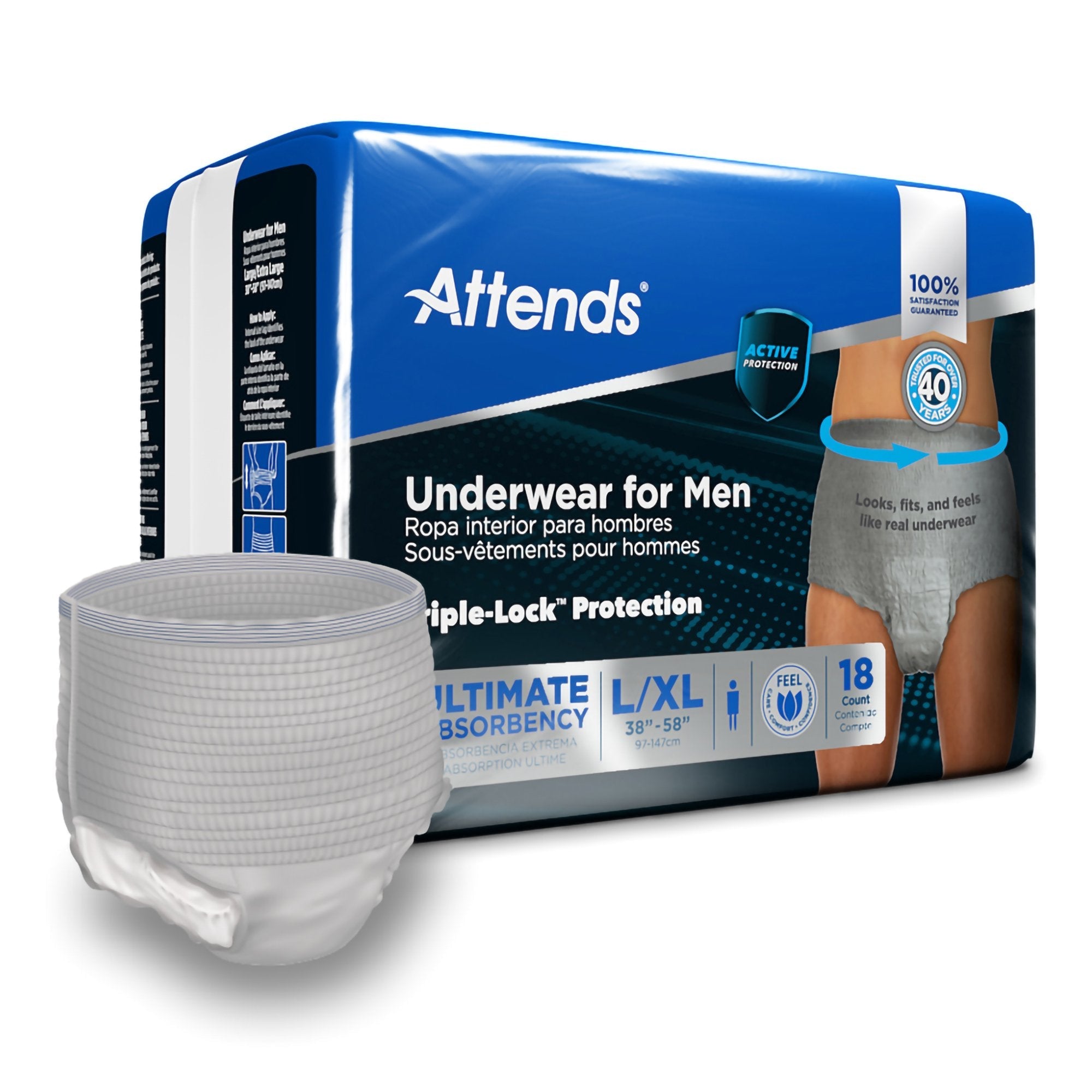 Attends® Discreet Men's Underwear, Level 5, Large / X-Large (18 Units)
