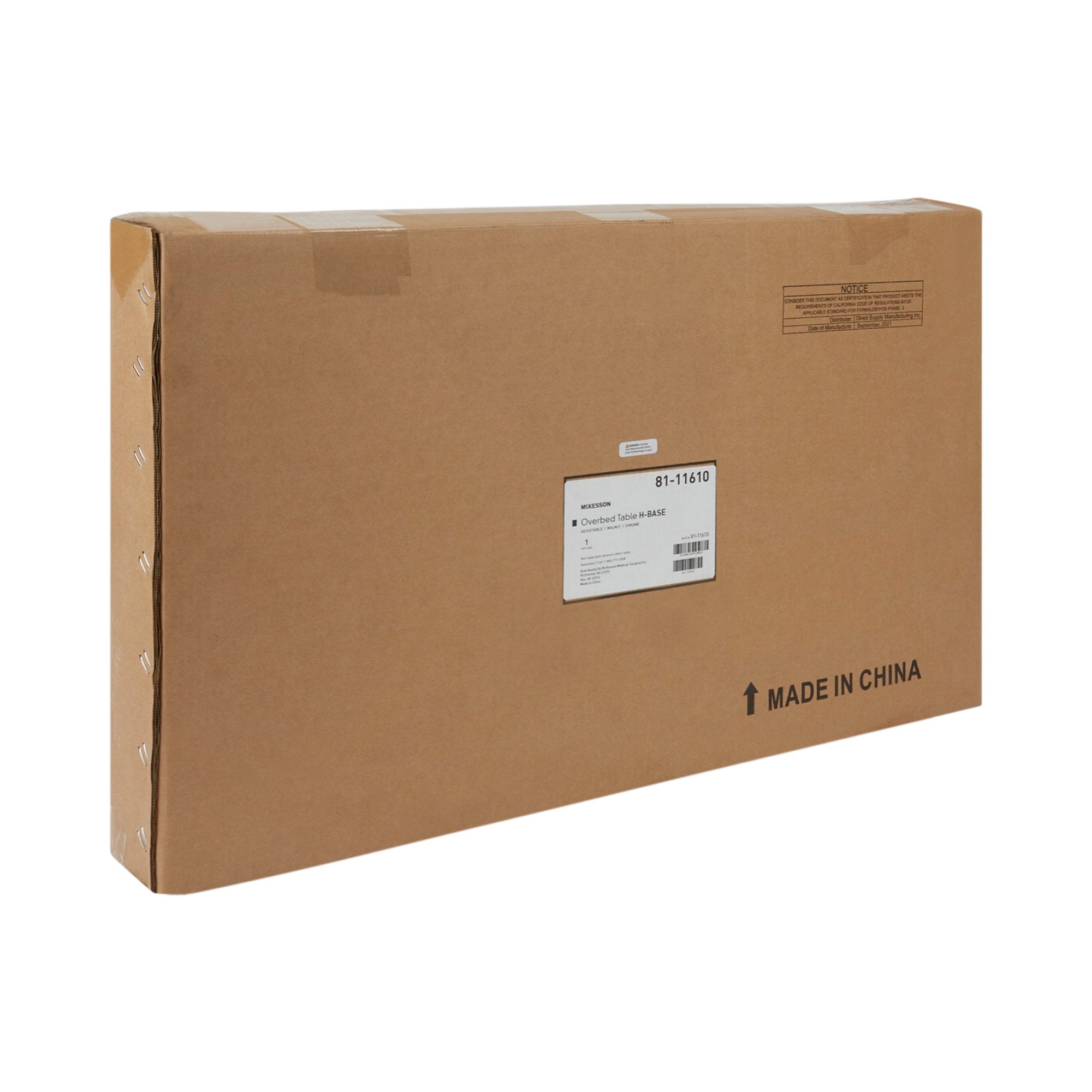 McKesson Overbed Table, Non-Tilt, Spring-Assisted Lift, 28-1/4" to 43-1/4" Height Range (1 Unit)