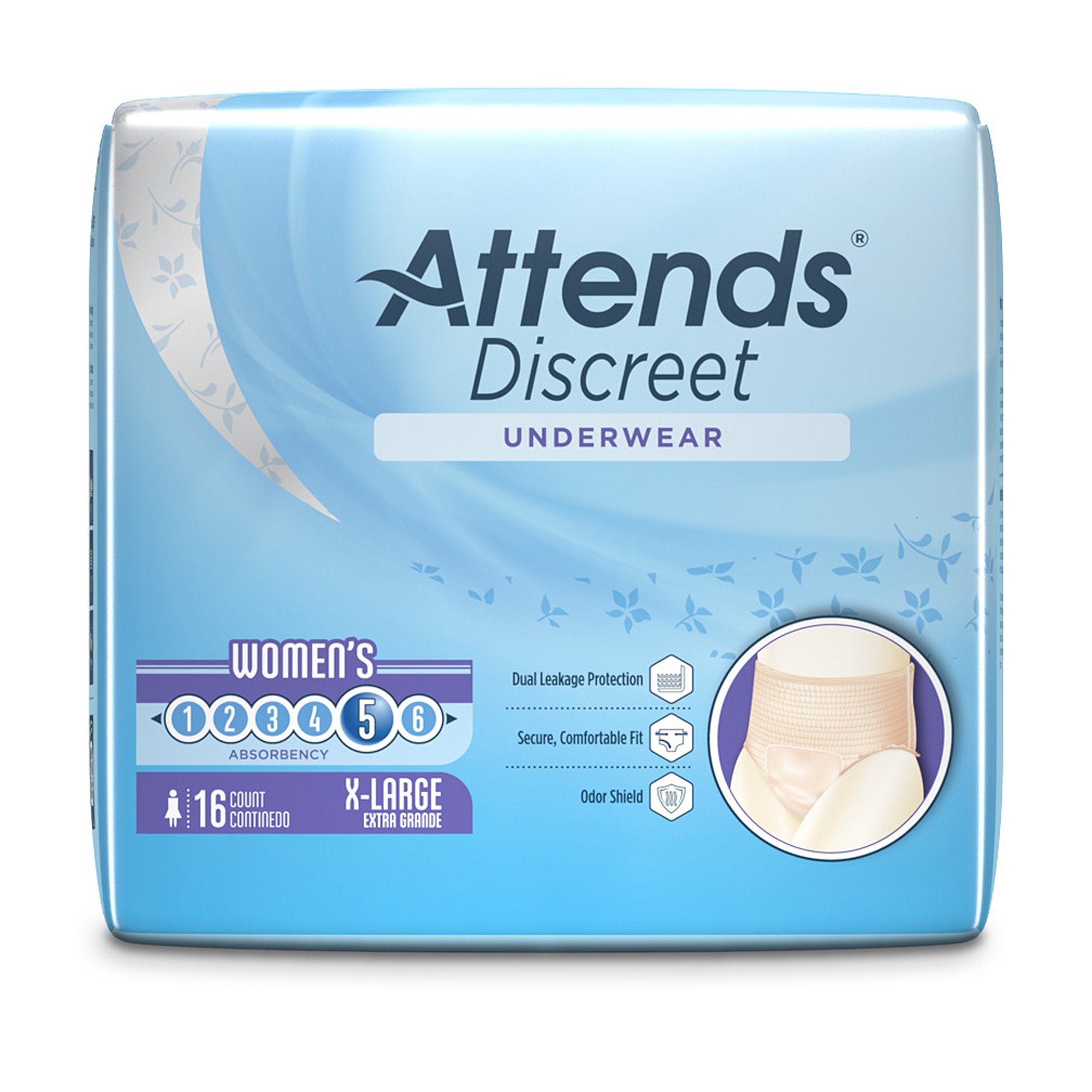 Attends® Discreet Women's Underwear, Level 5, X-Large (16 Units)