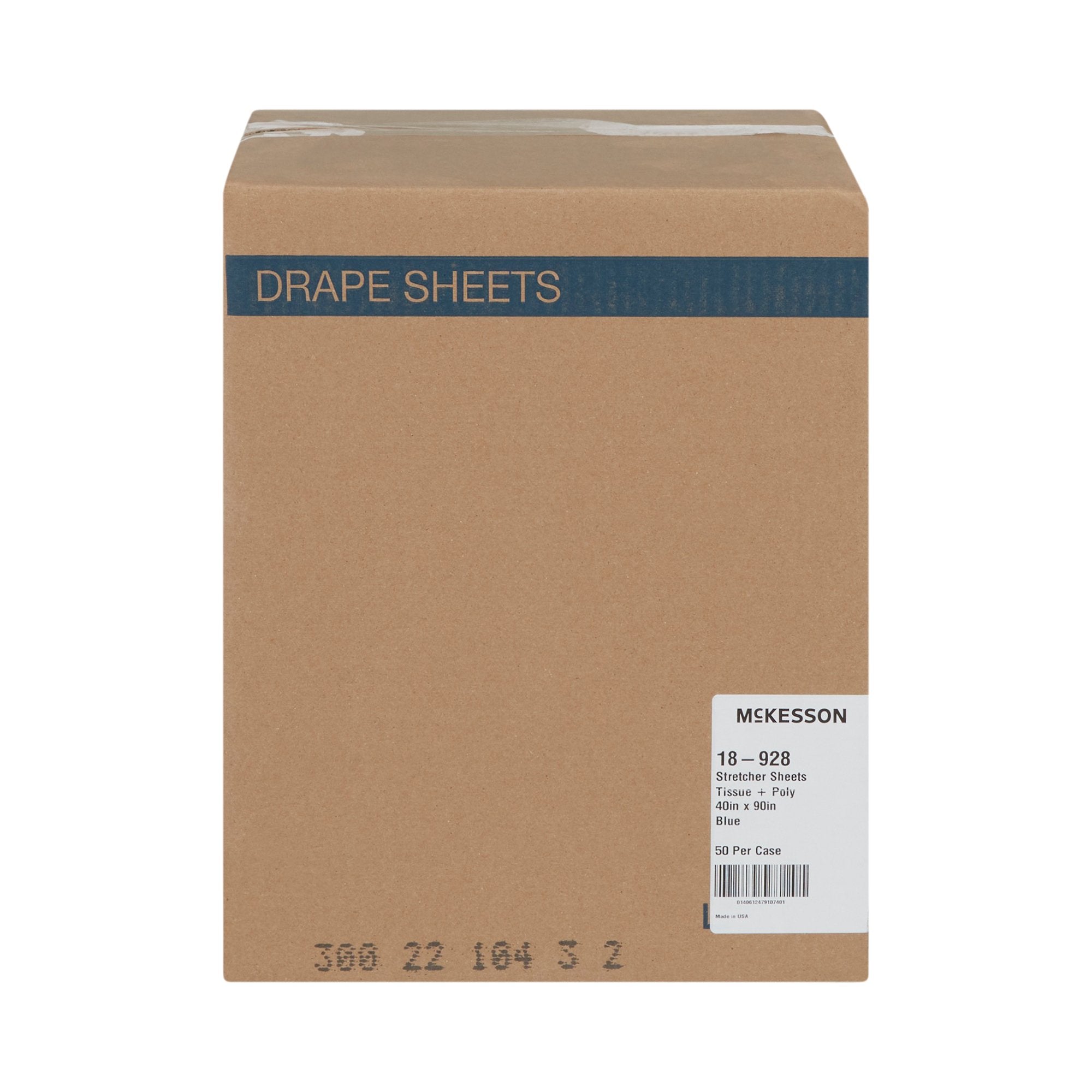 McKesson Blue Flat Stretcher Sheet, 40 x 90 Inch (50 Units)