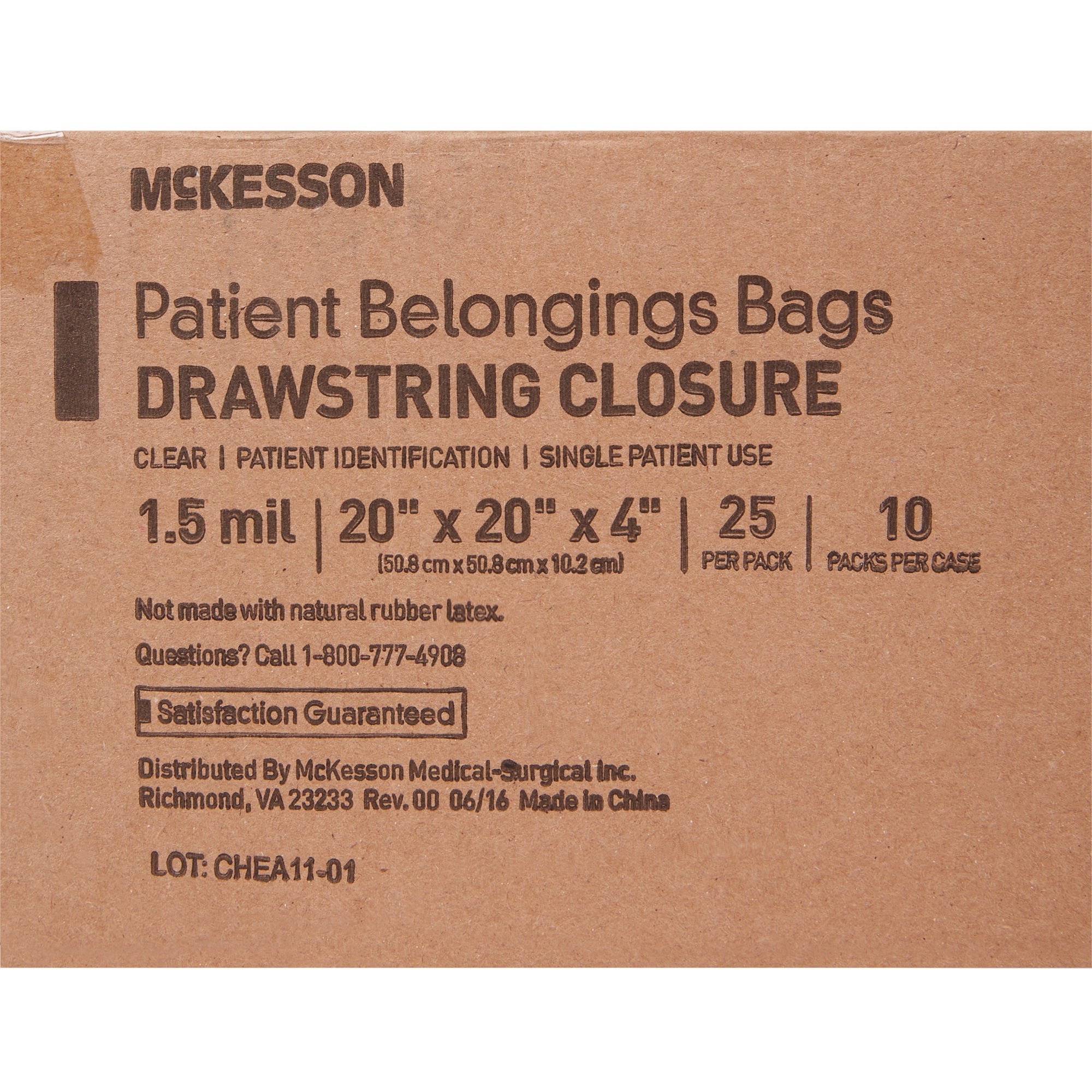 McKesson Patient Belongings Bag, Clear (250 Units)