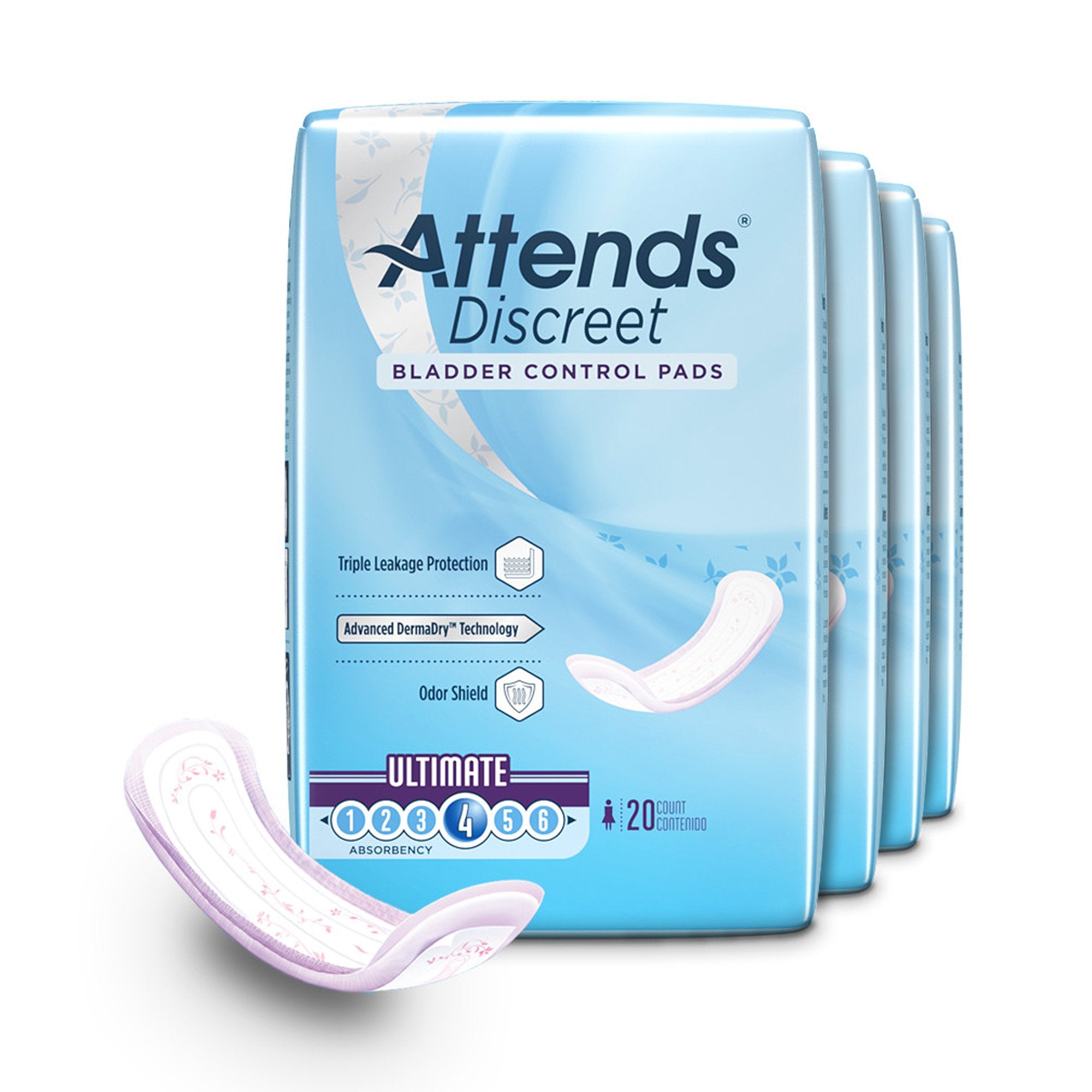 Attends® Discreet Women's Ultimate Bladder Control Pad, 15-Inch Length (20 Units)