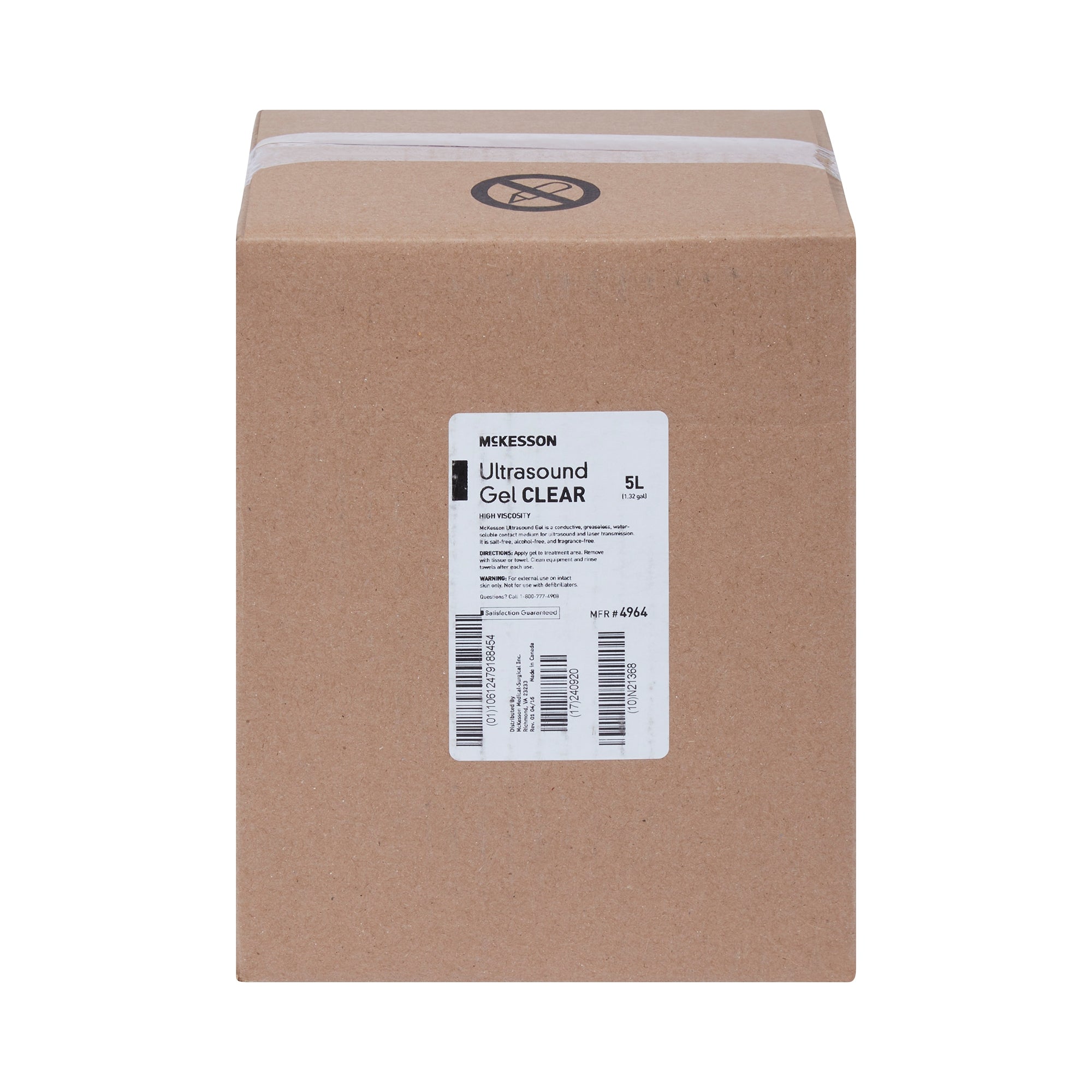 McKesson High Viscosity Ultrasound Gel, Clear, 5L Cubitainer - No Fragrance