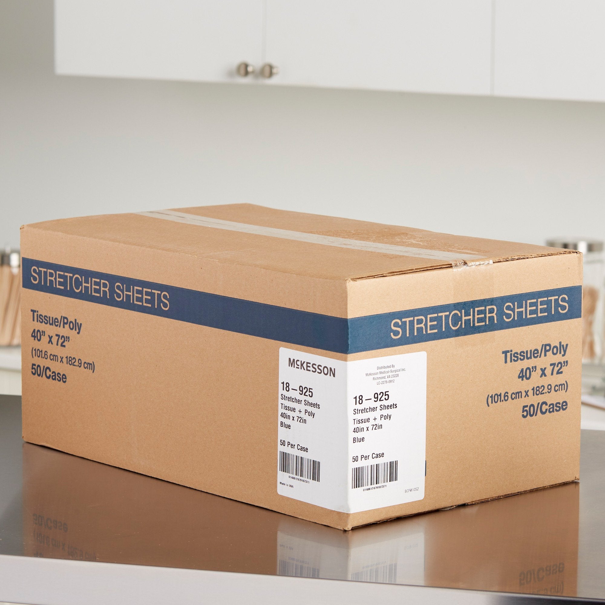 McKesson Blue Flat Stretcher Sheet, 40 x 72 Inch (50 Units)