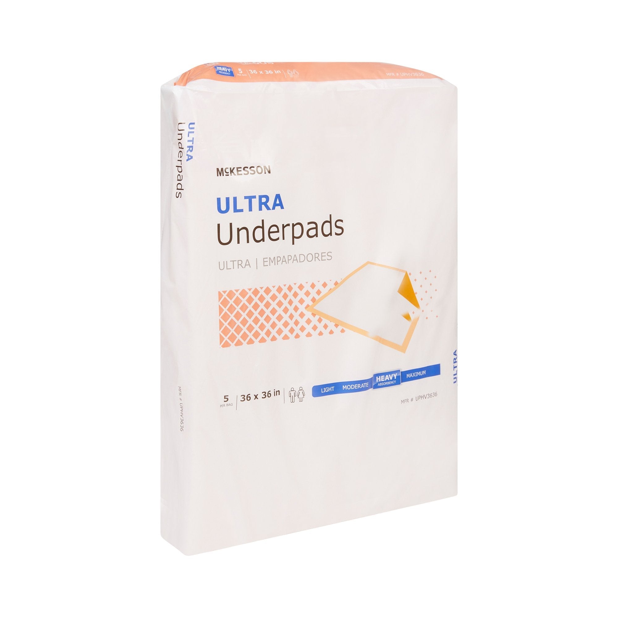 McKesson Ultra Heavy Absorbency Underpads, 36x36, 5-Pack