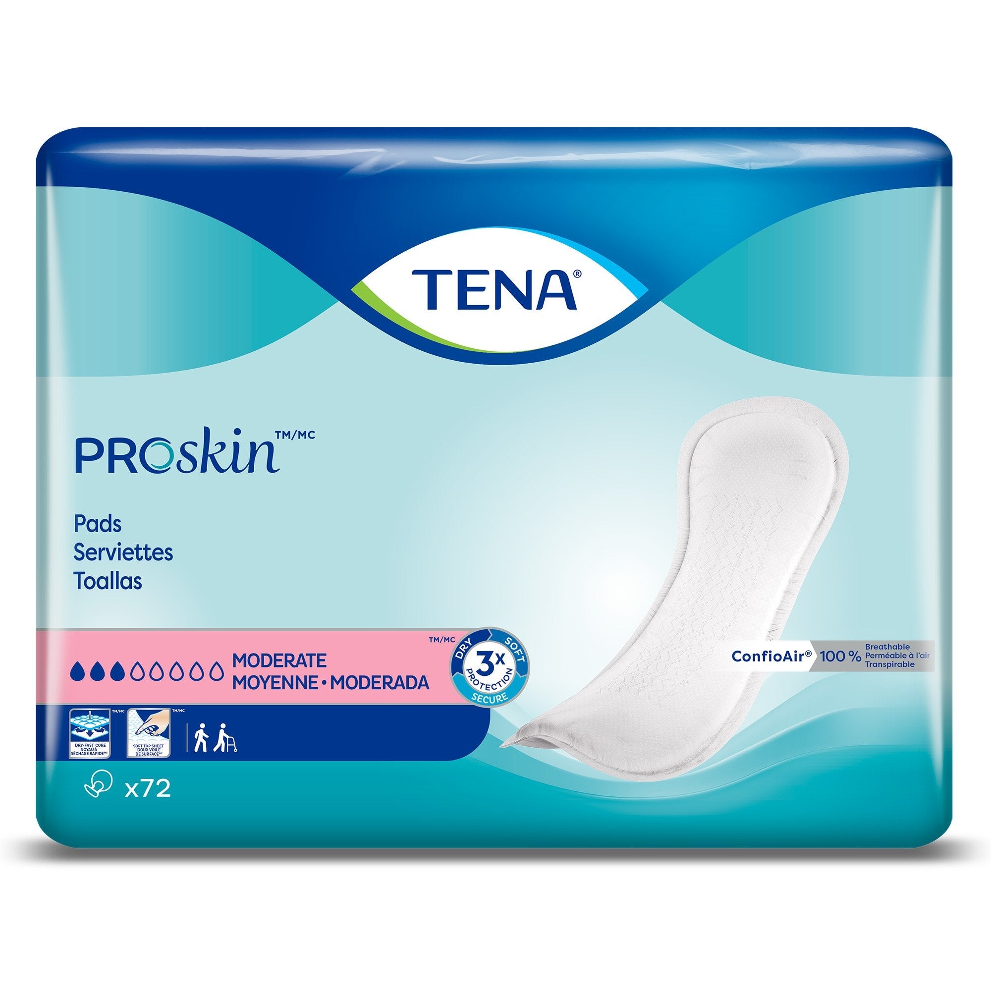 TENA Bladder Control Pads, Moderate Absorbency (72 Units)