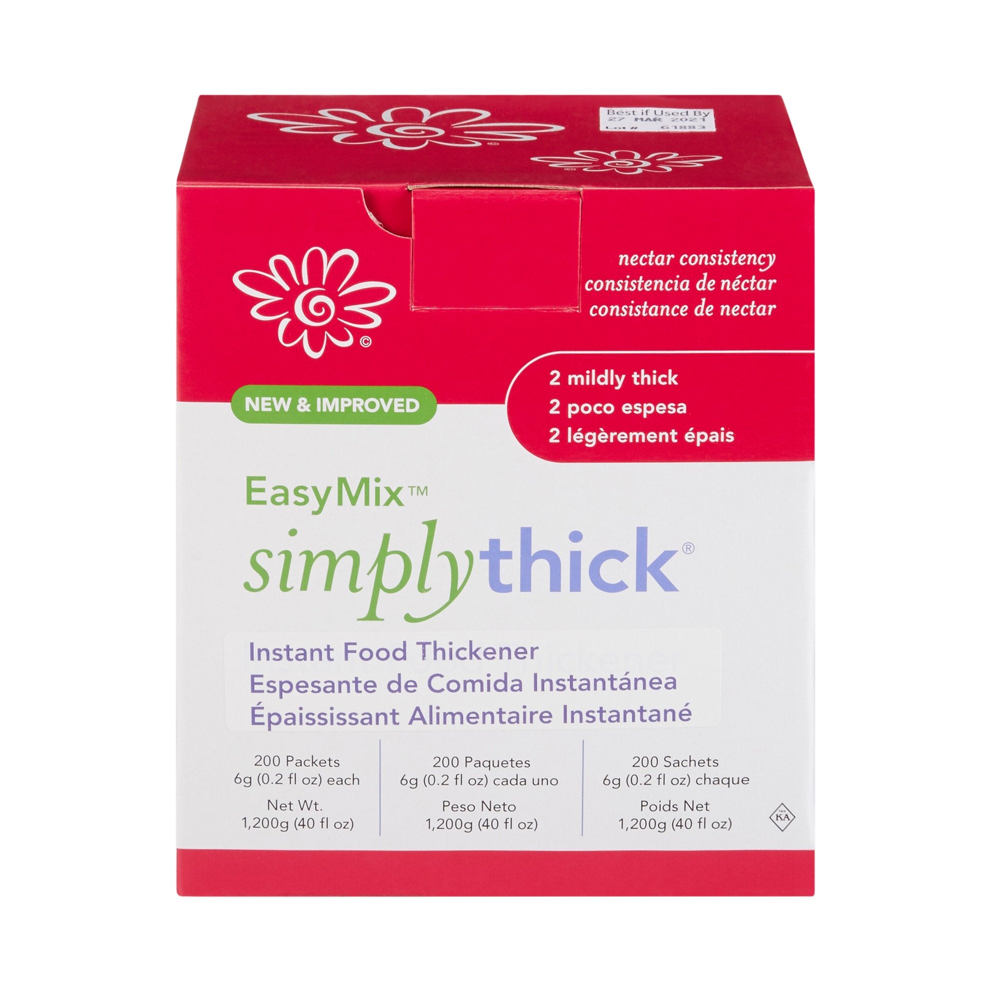 SimplyThick EasyMix Nectar Consistency Thickener, 6g Packets - IDDSI Level 2 (200ct)
