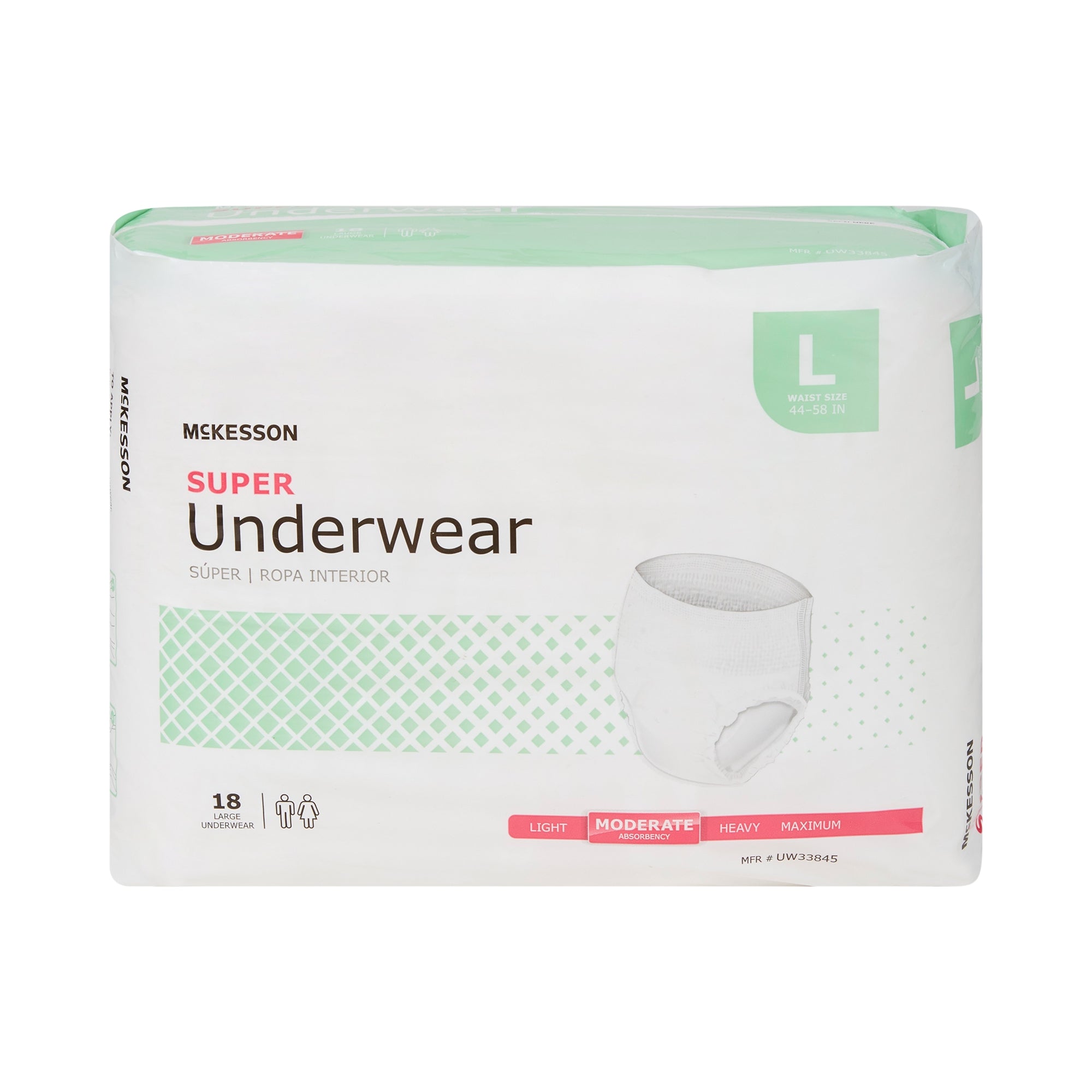 McKesson Large Adult Absorbent Underwear - Moderate Absorbency, 18 Pack
