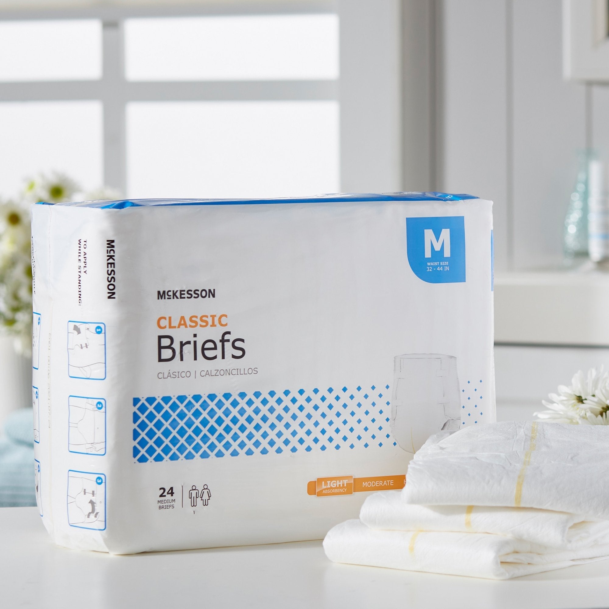 McKesson Classic Light Absorbency Incontinence Brief, Medium (24 Units)