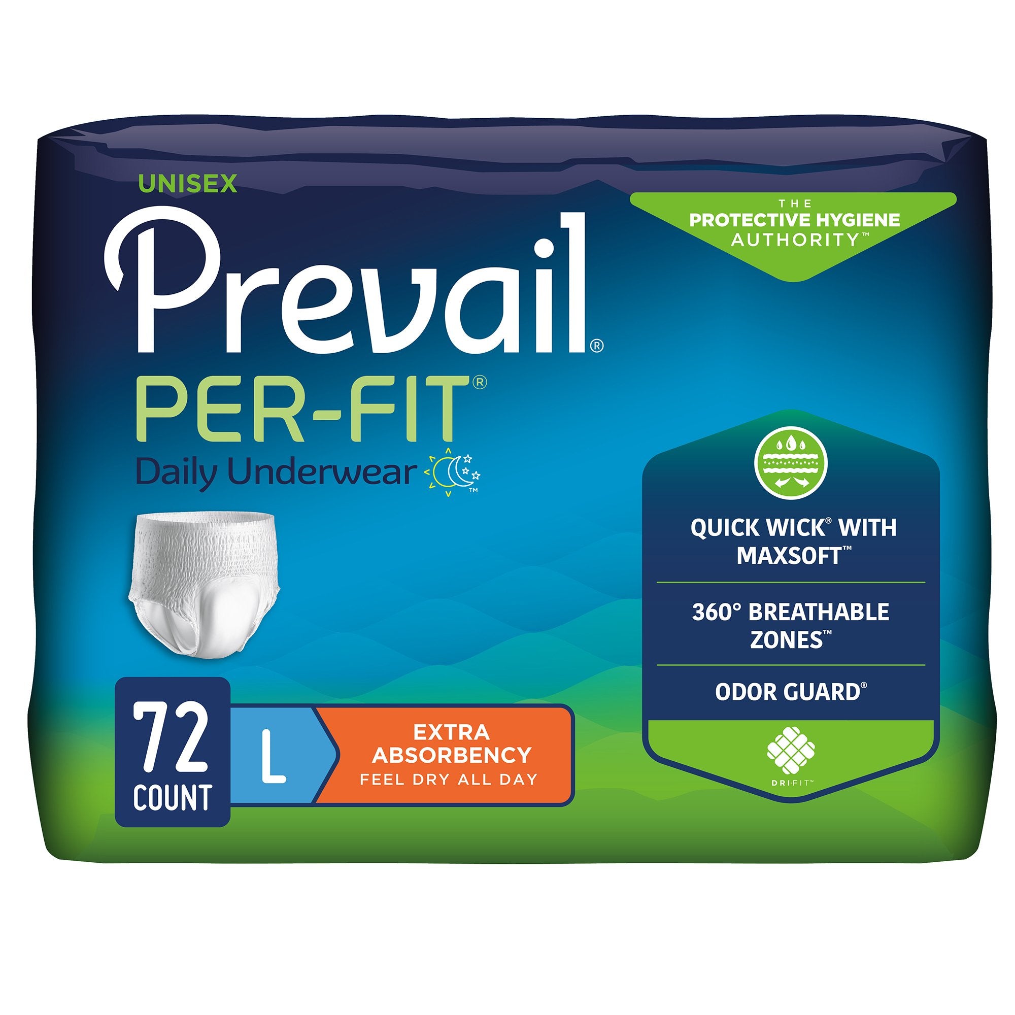 Prevail Per-Fit Extra Absorbent Underwear, Large - 18 Pack Comfort Fit