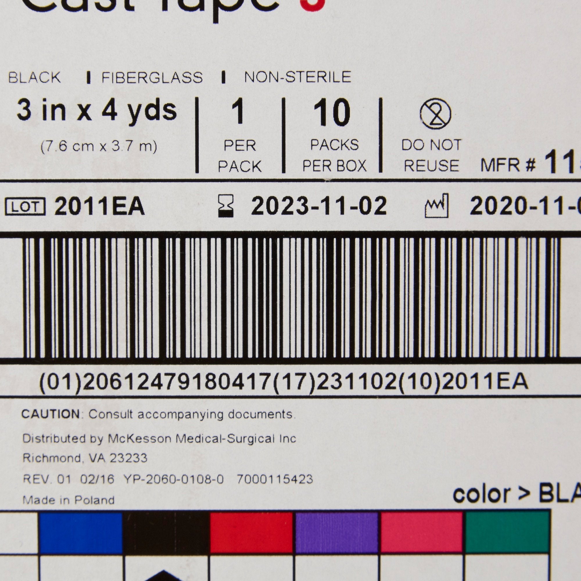 McKesson Black Cast Tape, 3 Inch x 4 Yard (10 Units)