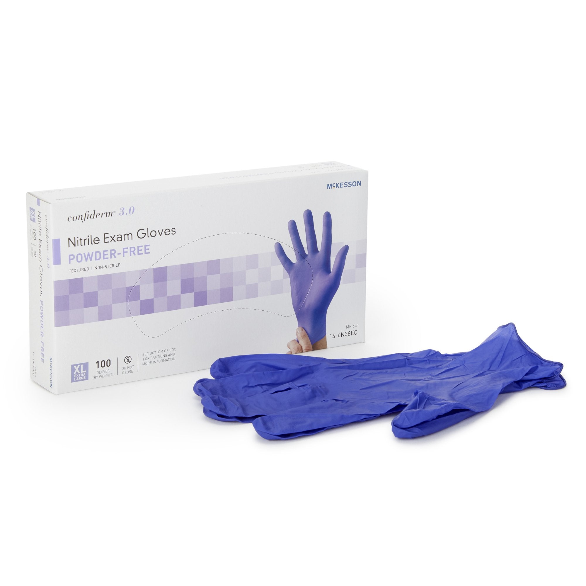 McKesson Confiderm® 3.0 Nitrile Exam Glove, Extra Large, Blue (100 Units)