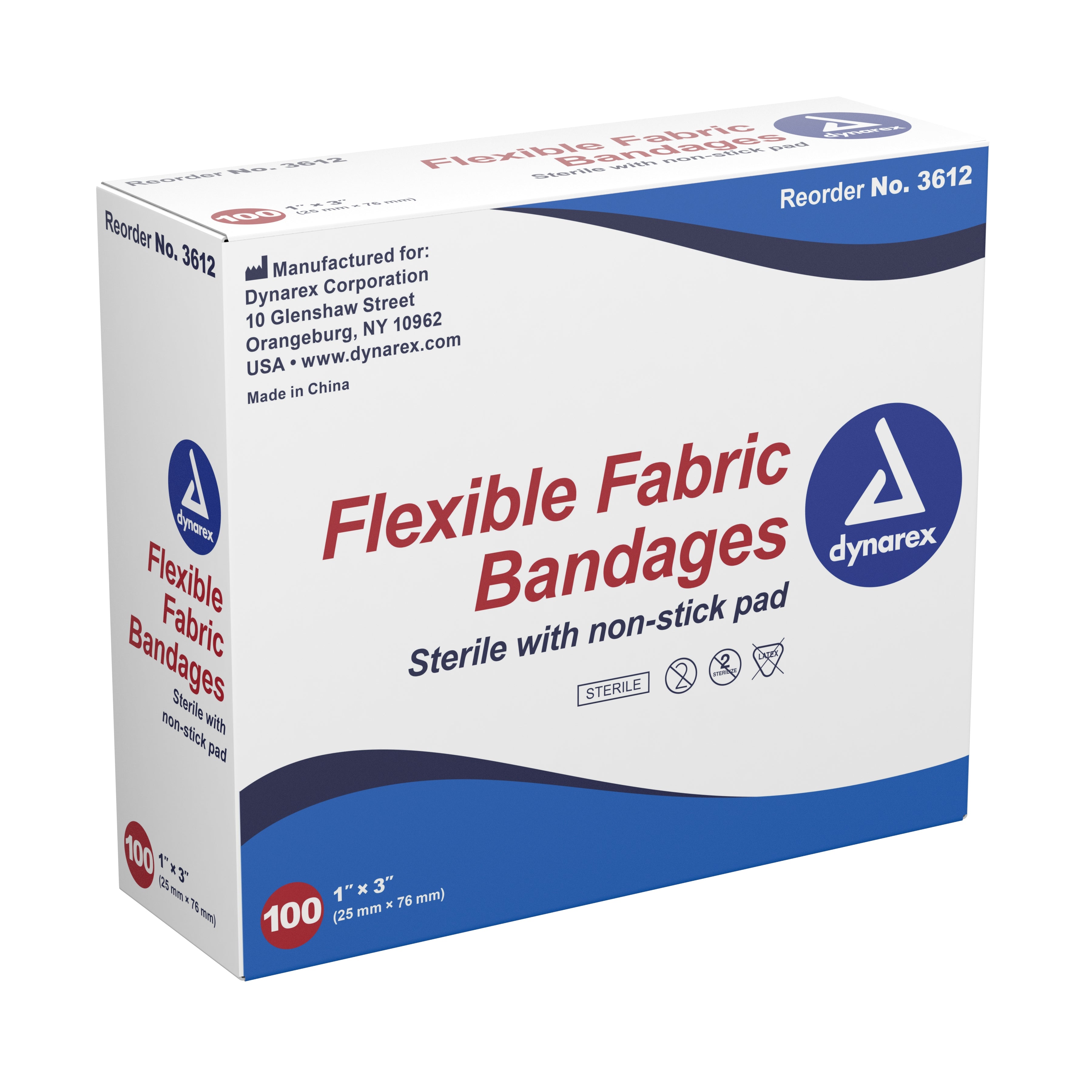 dynarex® Tan Adhesive Fabric Bandage, 1 x 3 Inch (100 Units)