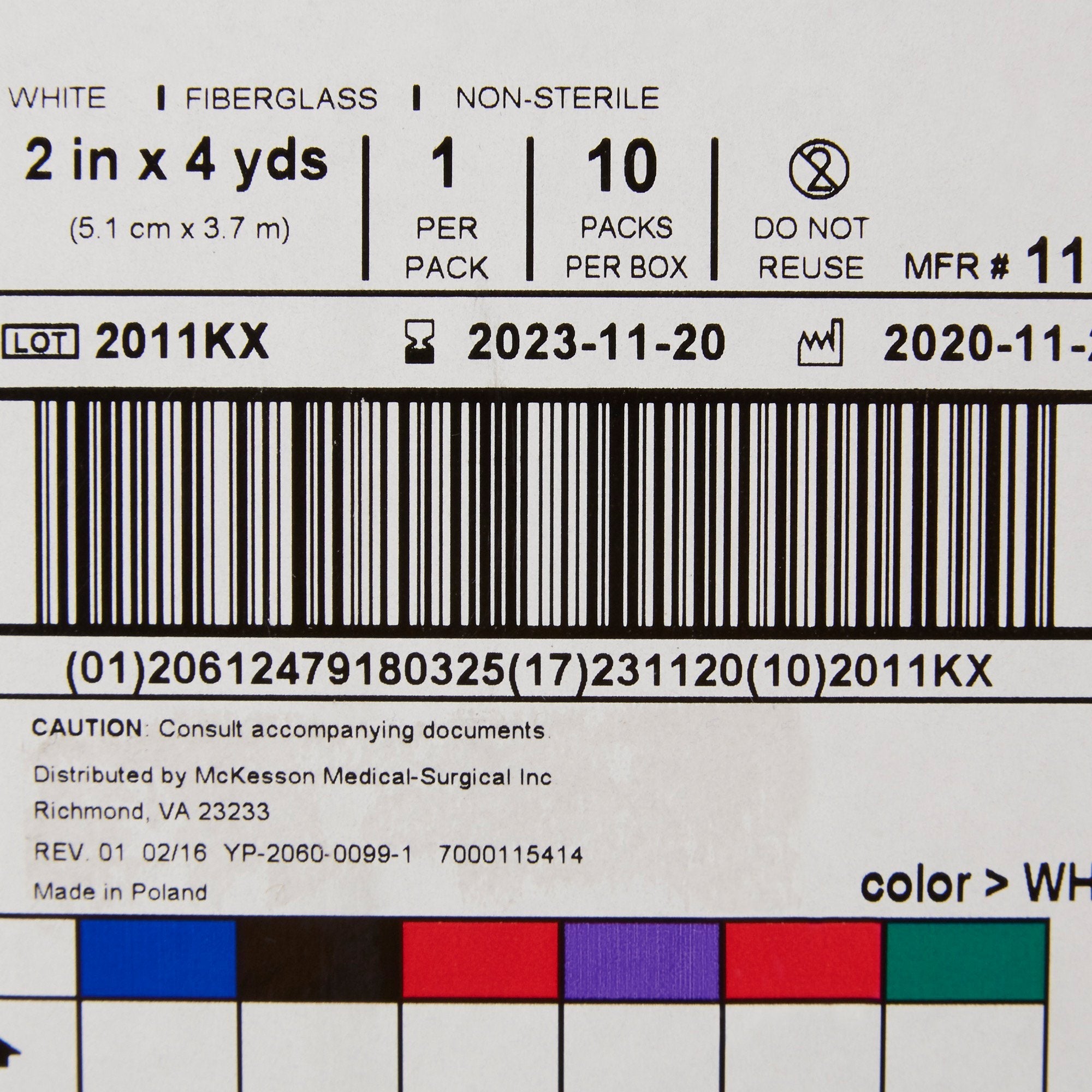 McKesson White Cast Tape, 2 Inch x 4 Yard (10 Units)