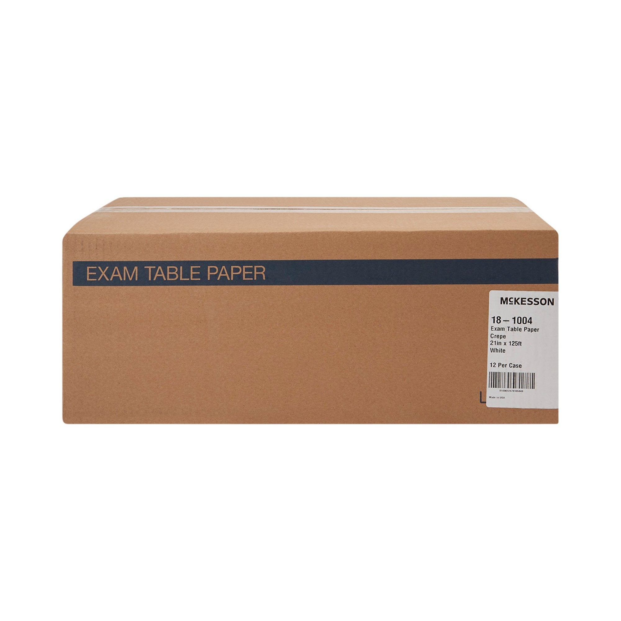 McKesson Crepe Table Paper Rolls, 21" x 125', White, Bulk Pack of 12