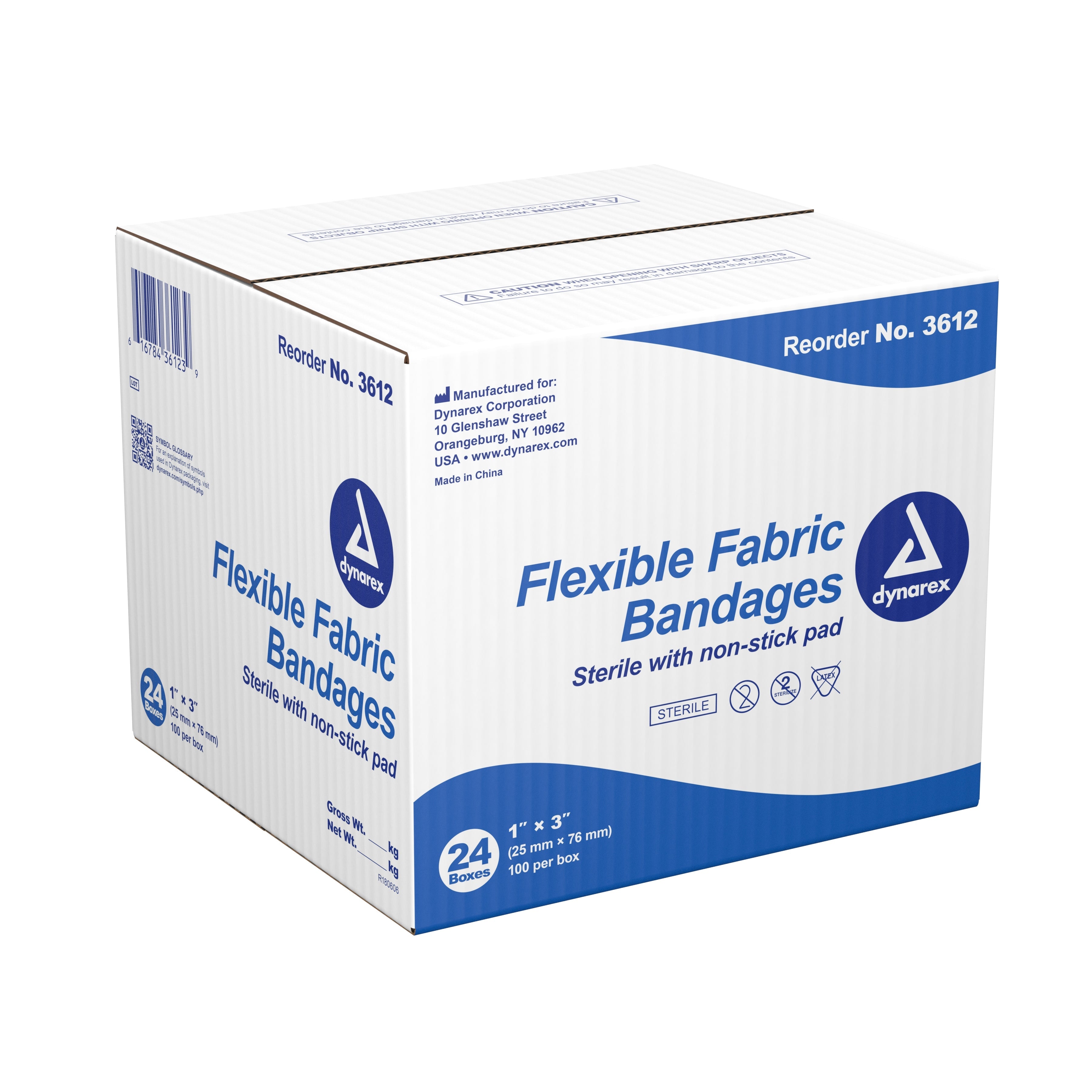 dynarex® Tan Adhesive Fabric Bandage, 1 x 3 Inch (100 Units)