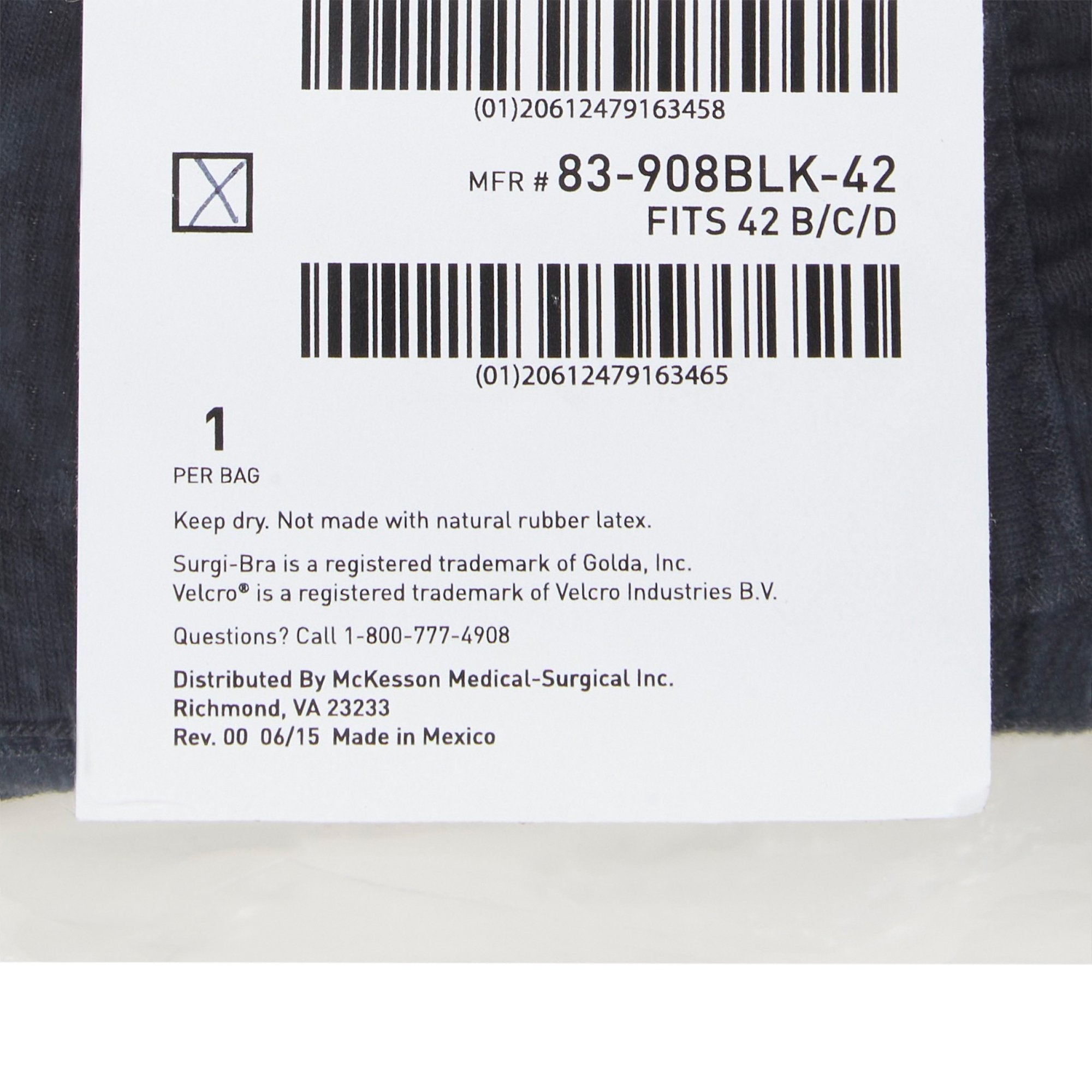 McKesson Surgi-Bra® II, 42 Inch, Black (1 Unit)
