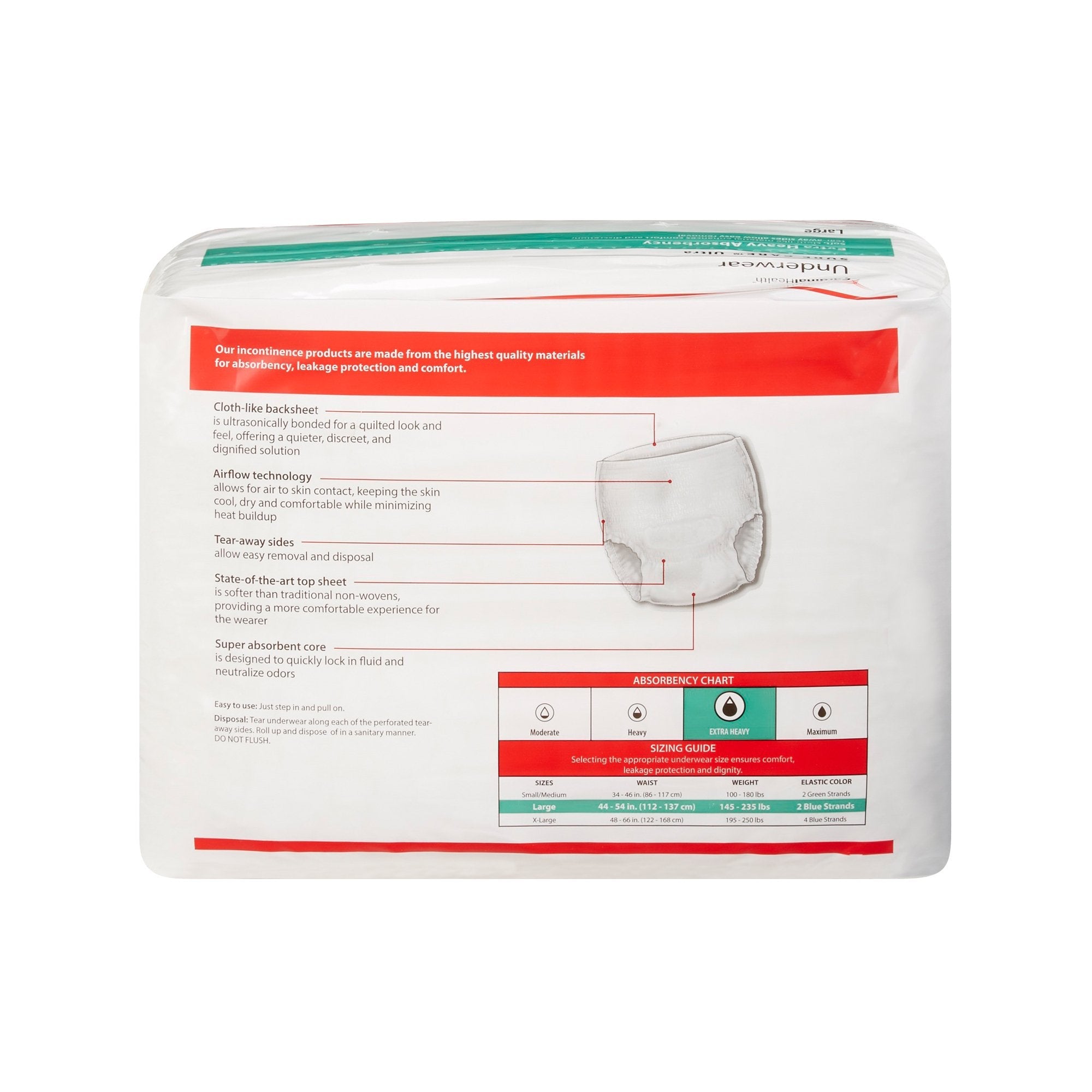 Sure Care™ Ultra Extra Heavy Absorbent Underwear, Large (18 Units)