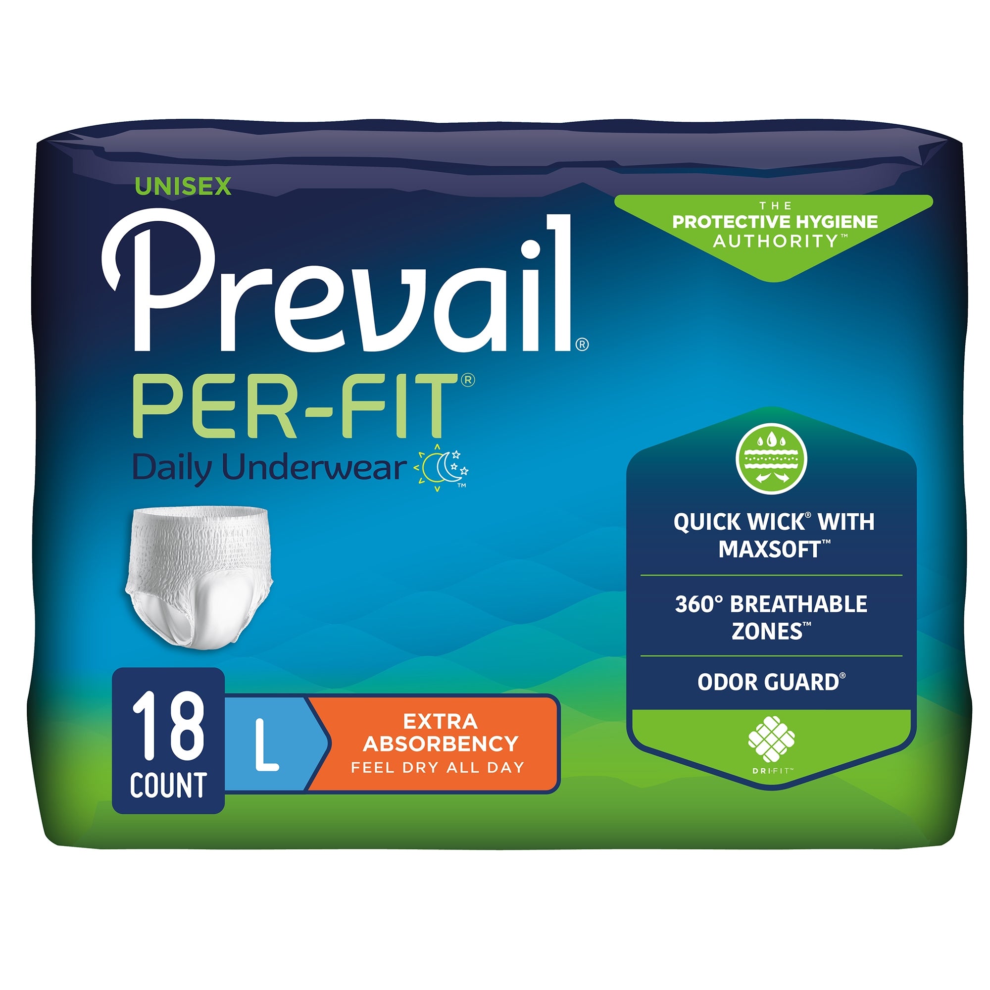 Prevail Per-Fit Extra Absorbent Underwear, Large - 18 Pack Comfort Fit