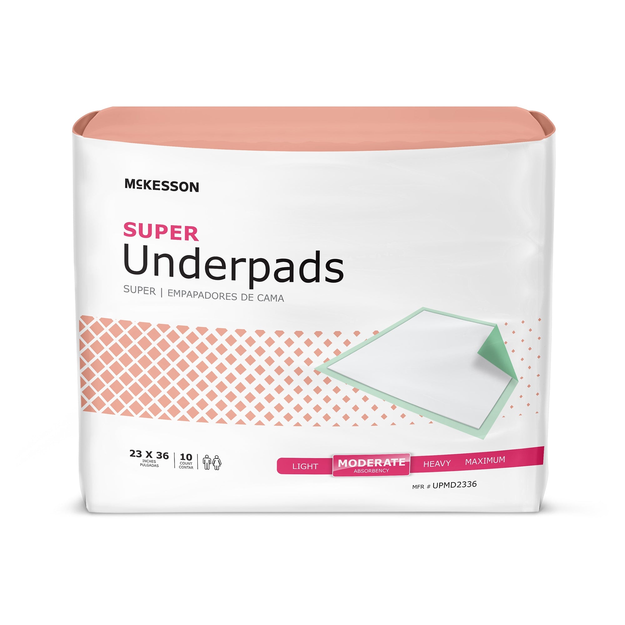 McKesson Super Absorbent Underpads 23x36, Moderate Absorbency - 10 Pack