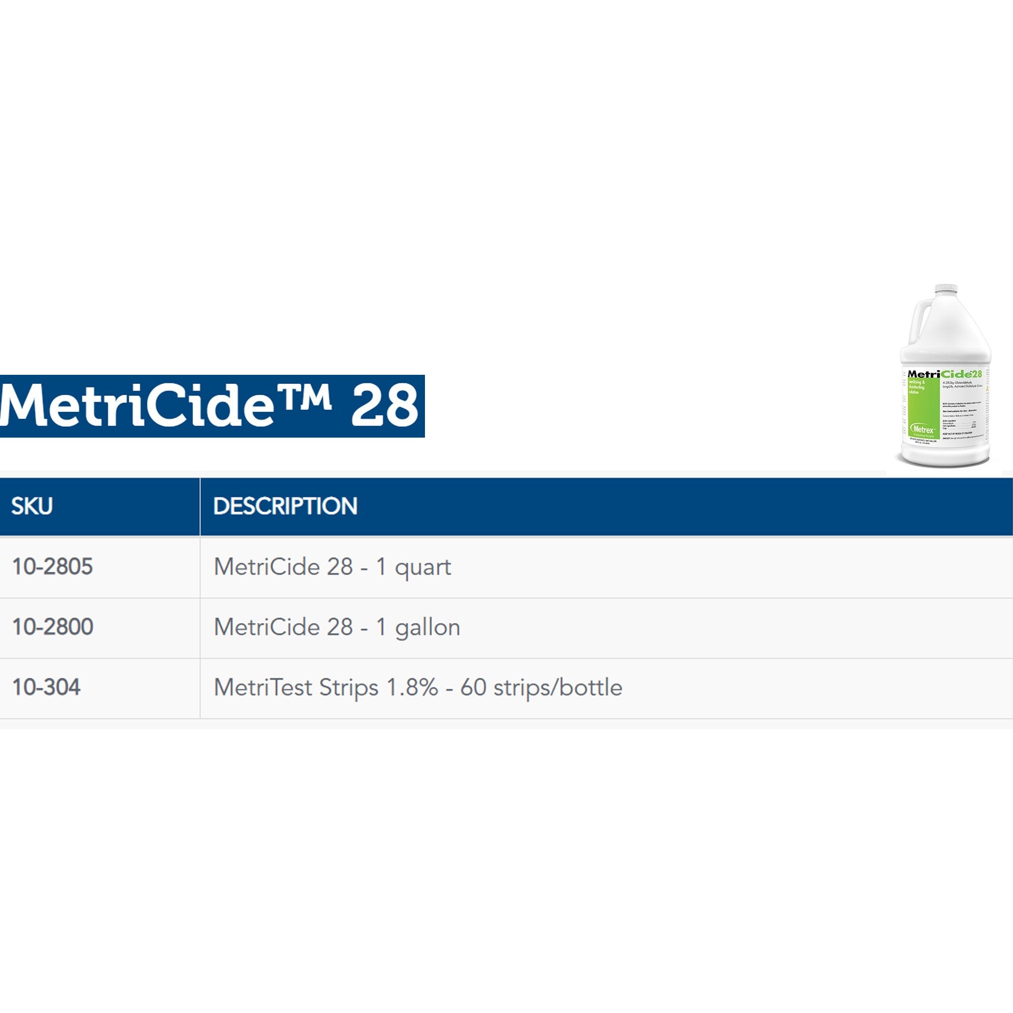 MetriCide® 28 Glutaraldehyde High-Level Disinfectant, 1 gal Jug (1 Unit)