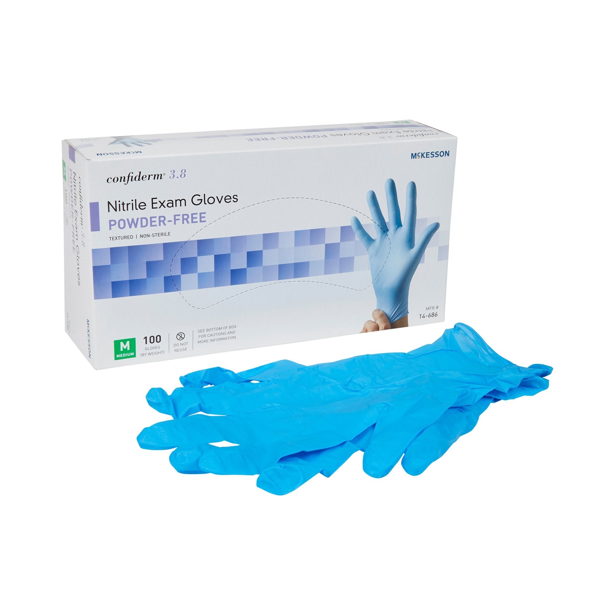 McKesson Confiderm 3.8 Medium Nitrile Exam Gloves, Blue - 100 Pack