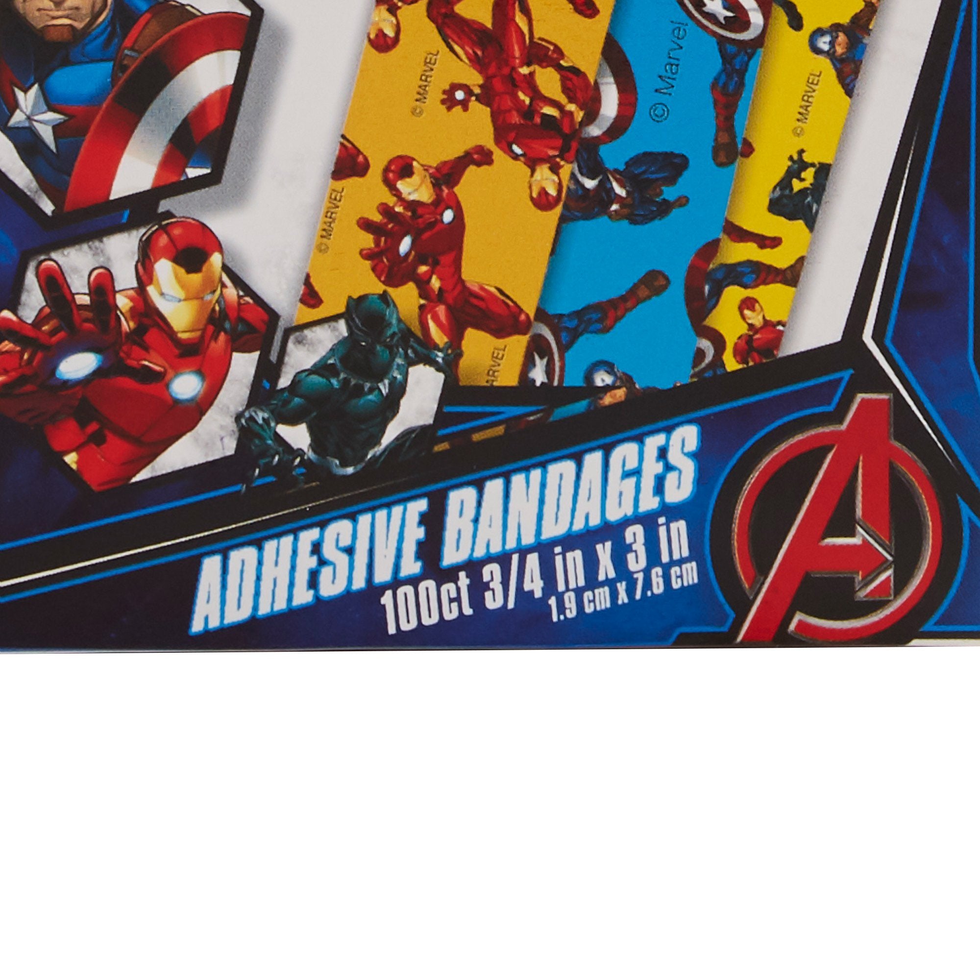 American® White Cross Stat Strip® Kid Design (Black Panther / Captain America / Iron Man) Adhesive Strip, 3/4 x 3 Inch (100 Units)