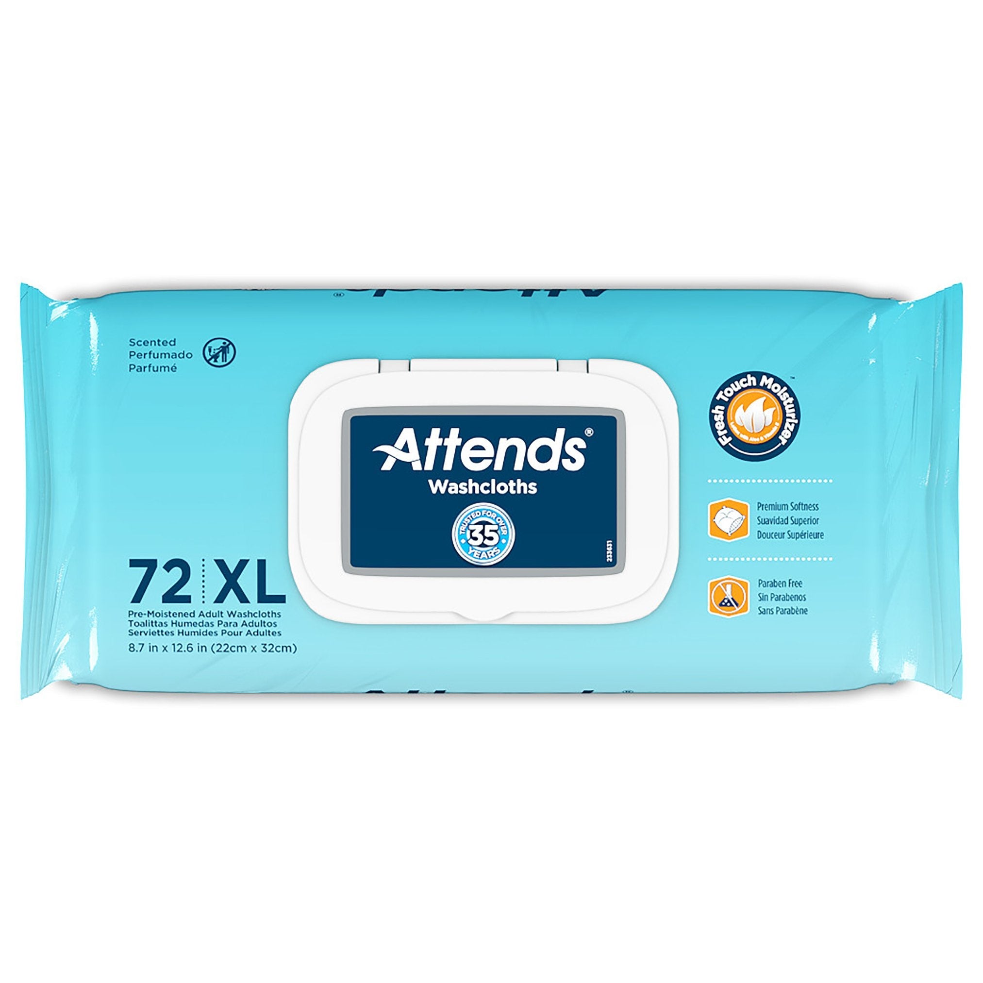 Attends® Scented Washcloths, 72 Count Soft Pack (1 Unit)