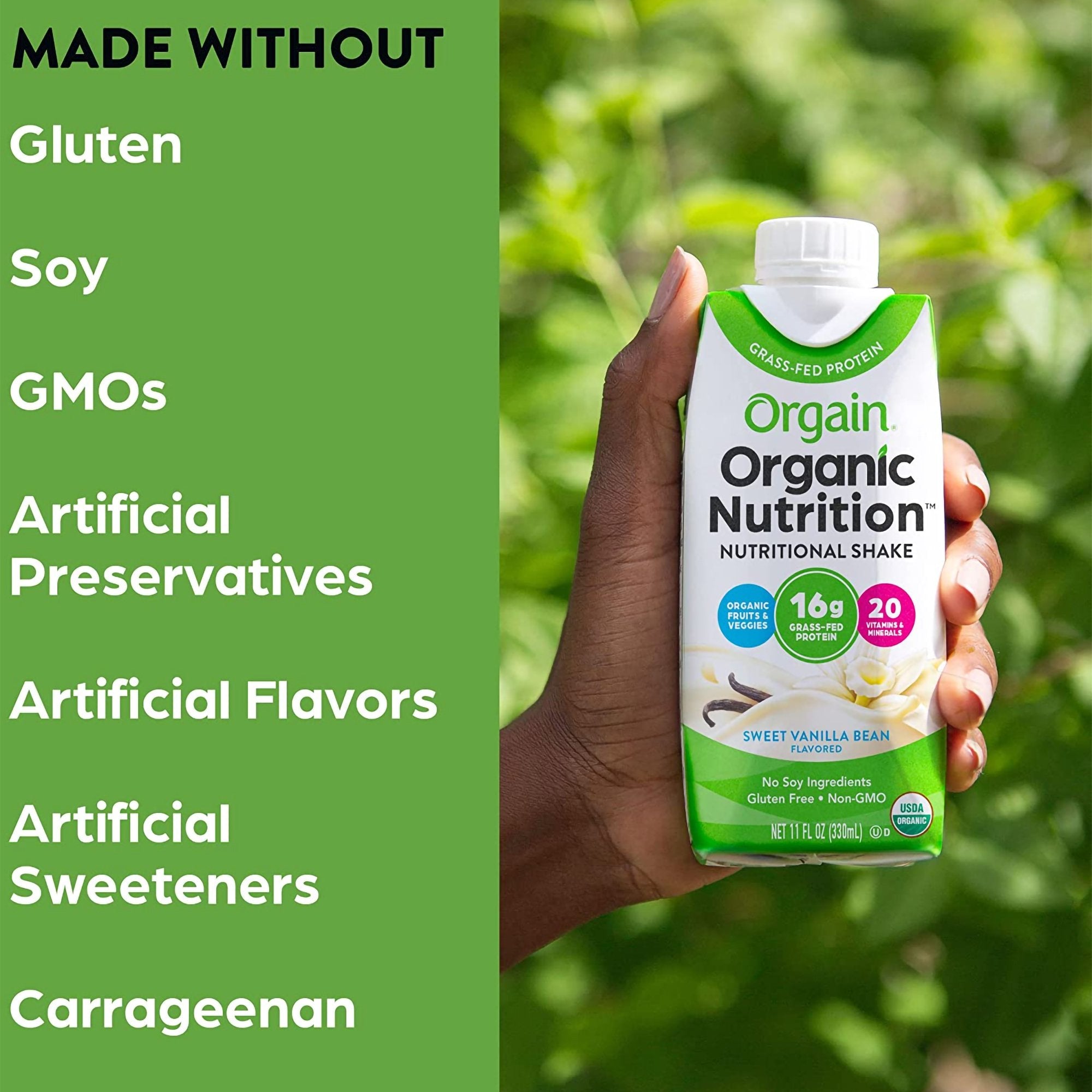 Orgain® Organic Nutrition™ Vanilla Nutritional Shake, 11-ounce carton (4 Units)