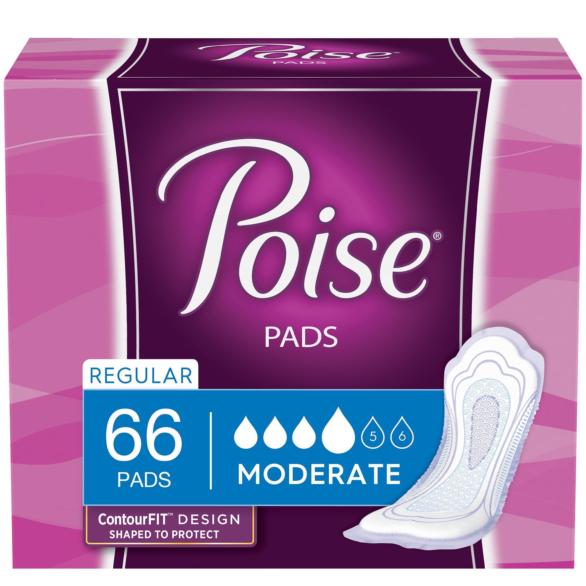 Poise® Moderate Bladder Control Pad, Regular Length (66 Units)