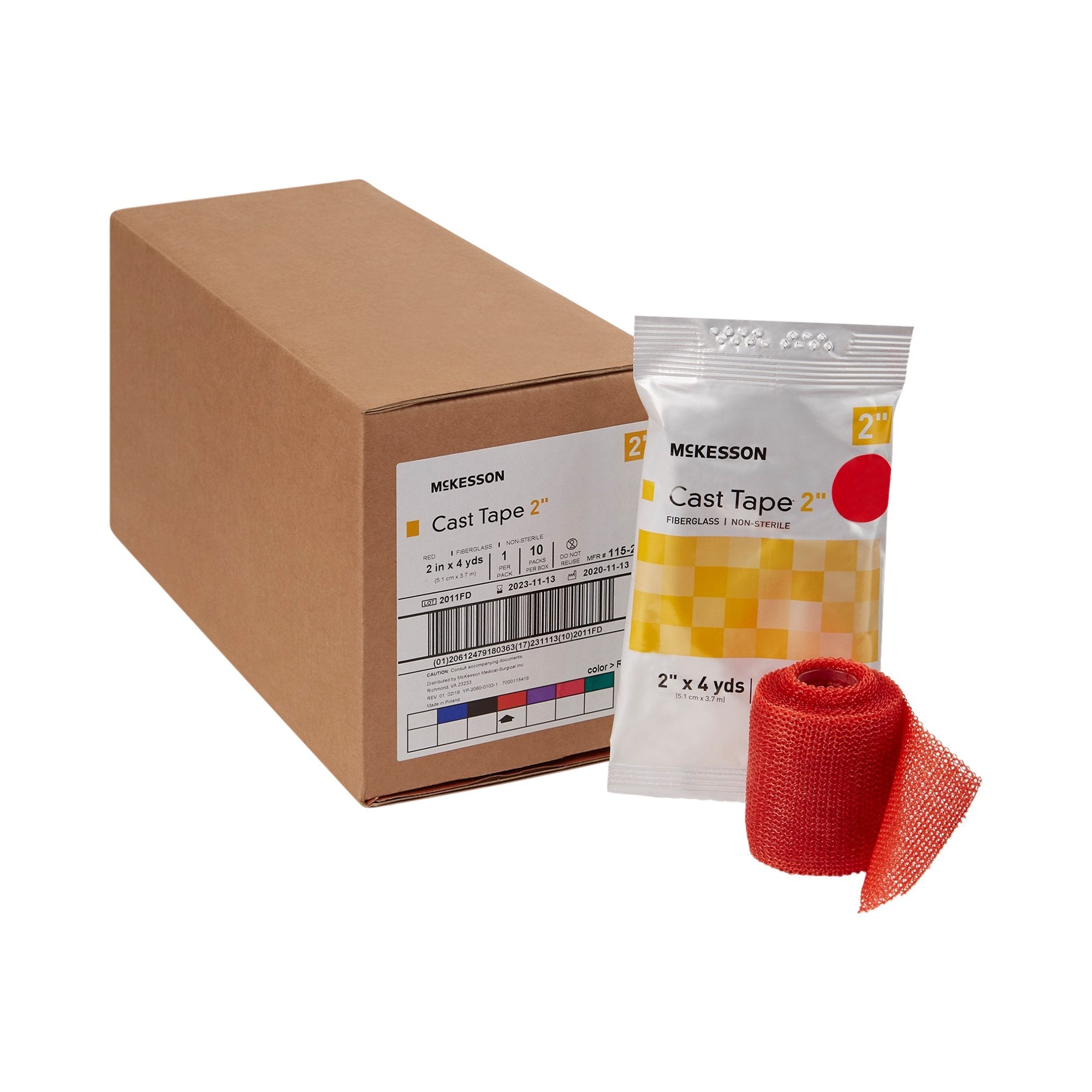 McKesson Red Cast Tape, 2 Inch x 4 Yard (10 Units)