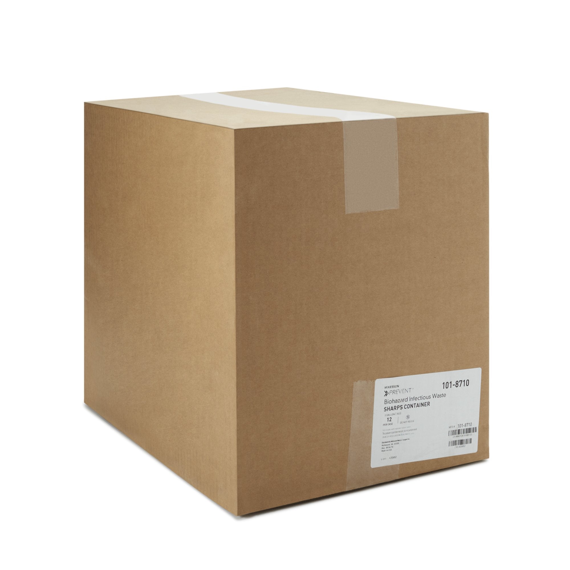 McKesson Prevent® Multi-purpose Sharps Container, 3 Gallon, 13-1/2 x 12-1/2 x 6 Inch (12 Units)