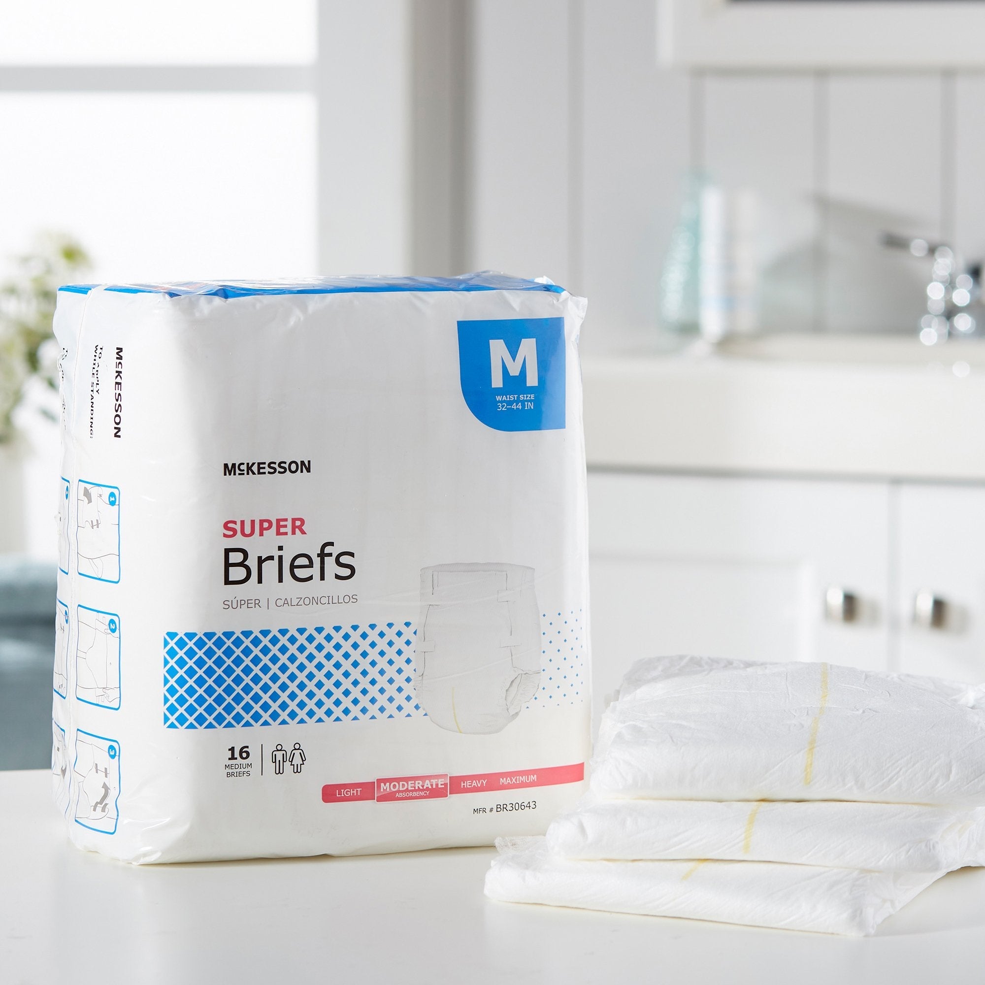 McKesson Super Moderate Absorbency Incontinence Brief, Medium (16 Units)
