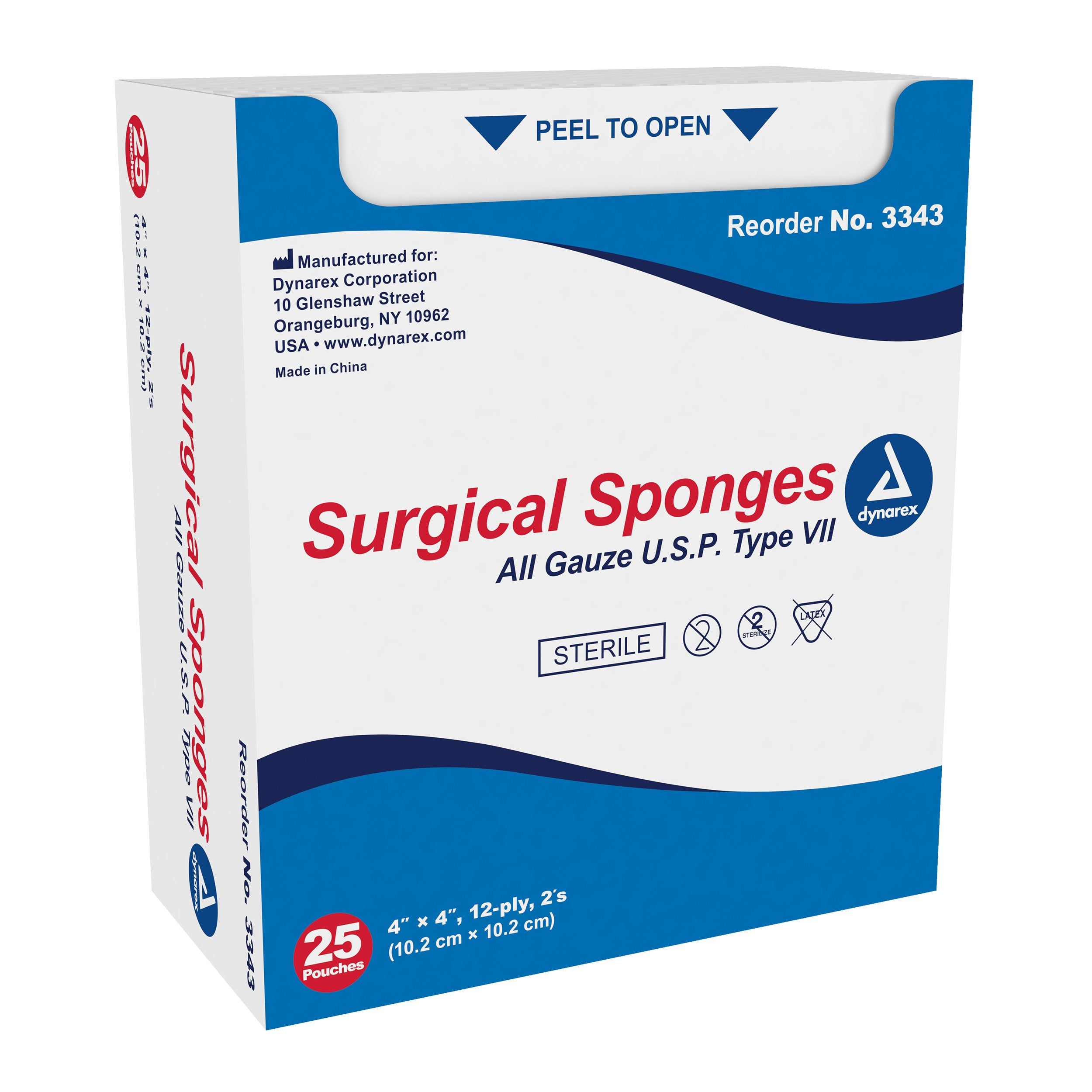 Dynarex® Sterile Gauze Sponge 4x4" - 12-Ply Cotton Surgical Pads (1 Unit)