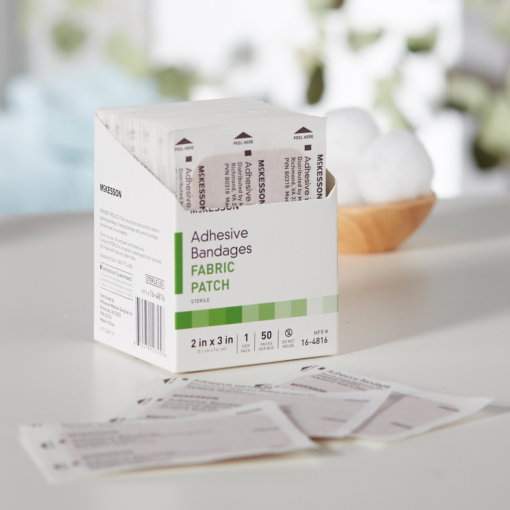 McKesson Tan Fabric Adhesive Strips, 2x3 Inch - Sterile Bandages (50 Pack)