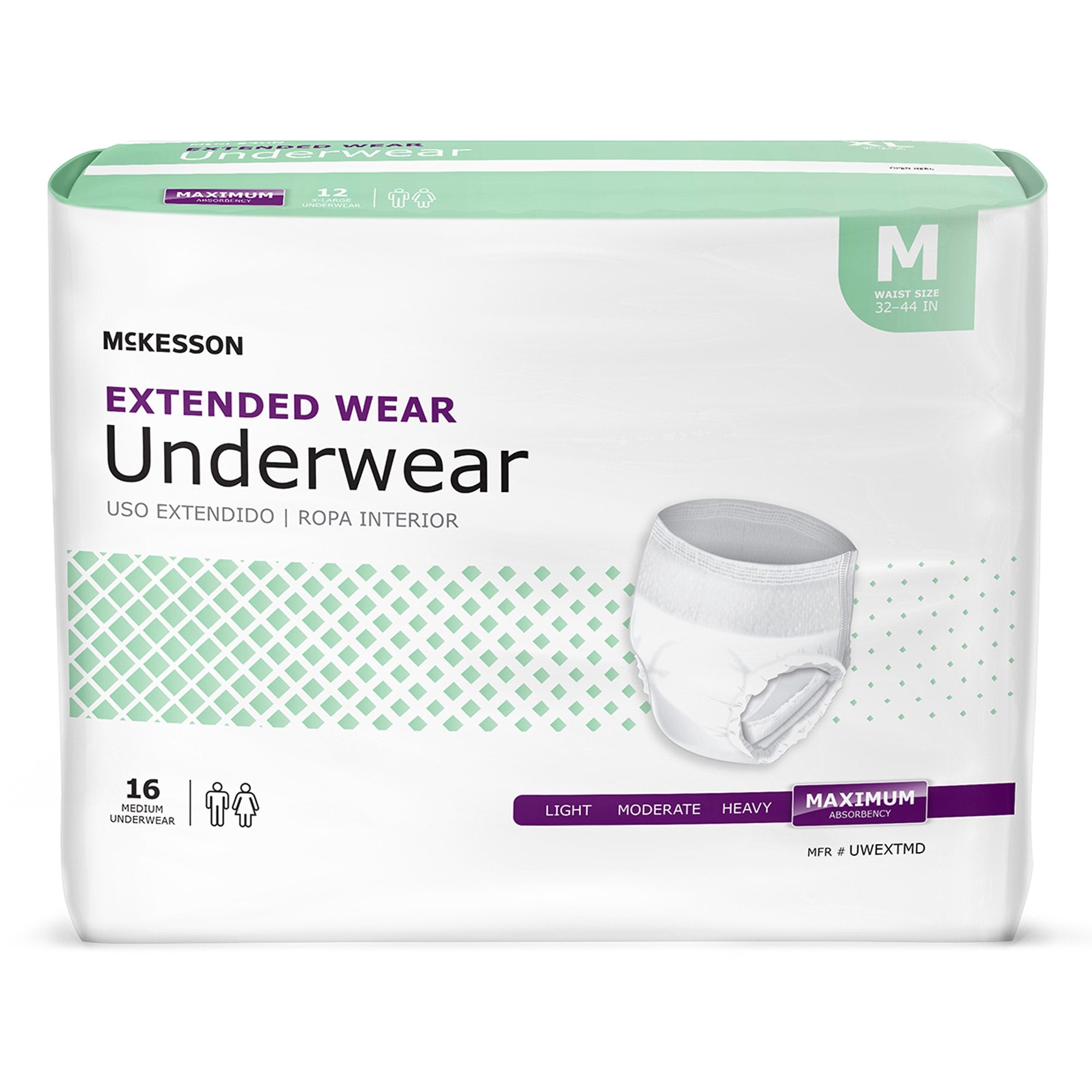 McKesson Extended Wear Maximum Absorbent Underwear, Medium (16 Units)