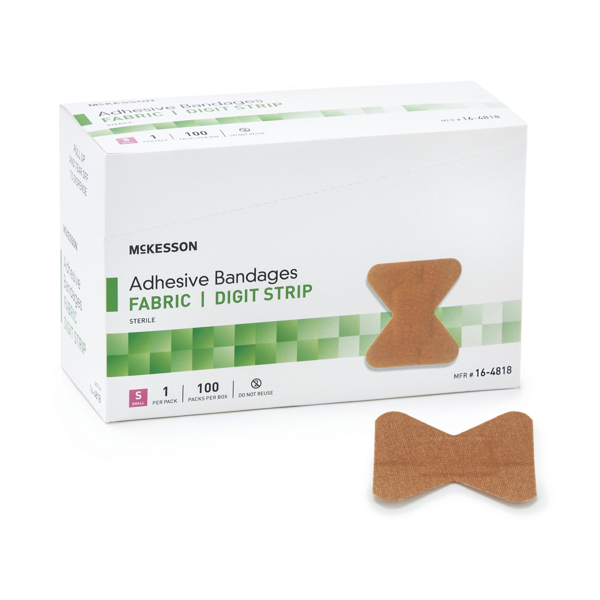 McKesson Fingertip Tan Adhesive Strip, Small (100 Units)