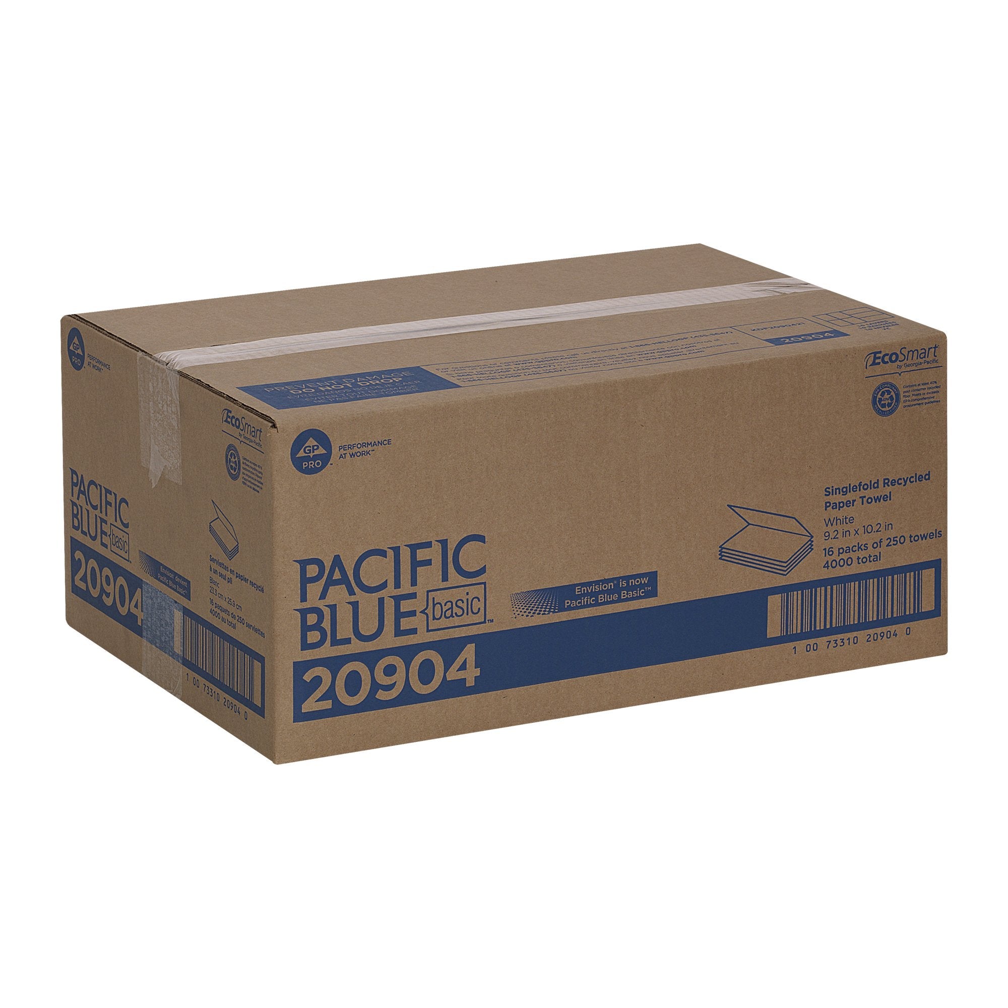 Pacific Blue Basic™ Single-Fold Paper Towel, 250 Sheets per Pack (16 Units)