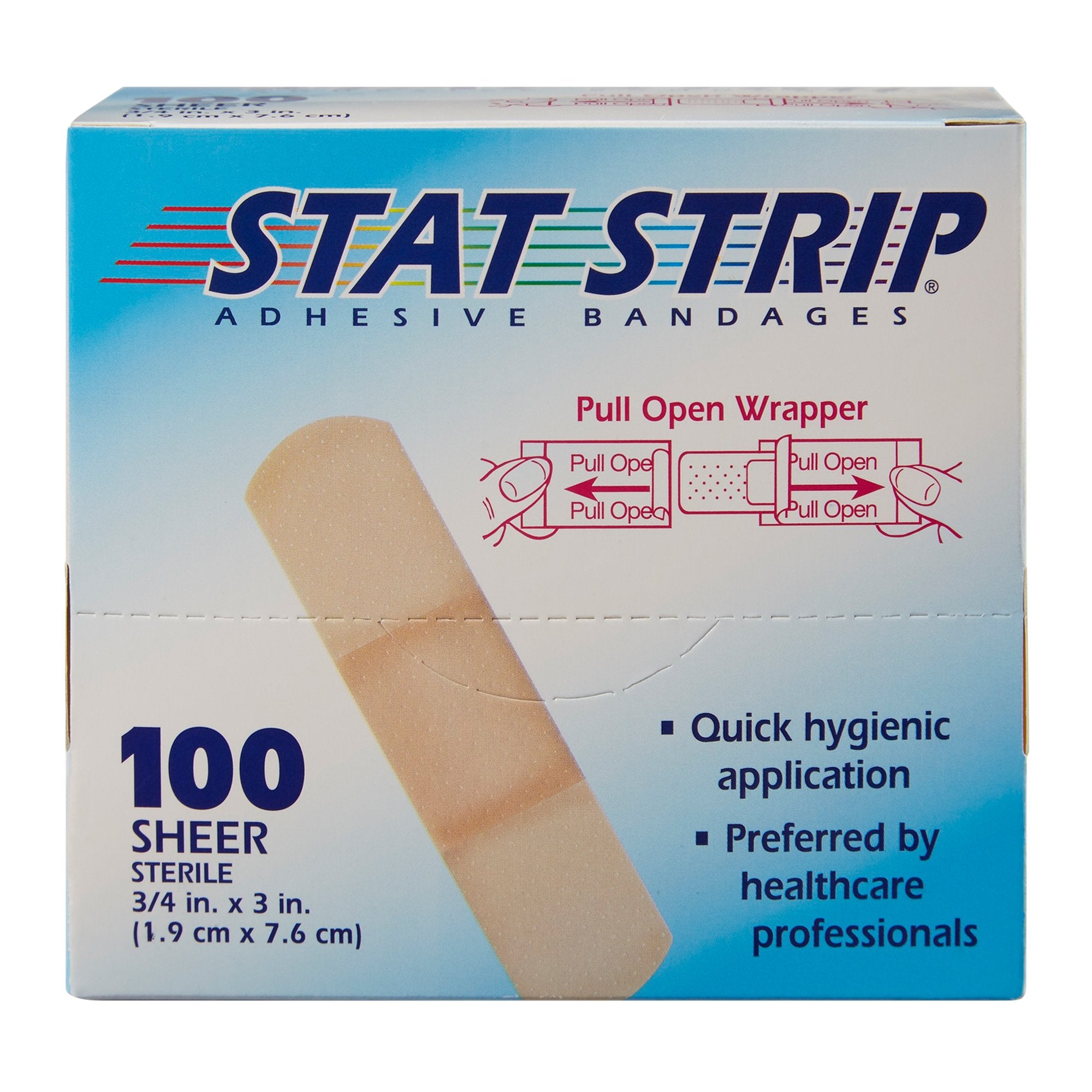 American® White Cross Stat Strip® Tan Adhesive Strip, ¾ x 3 Inch (100 Units)
