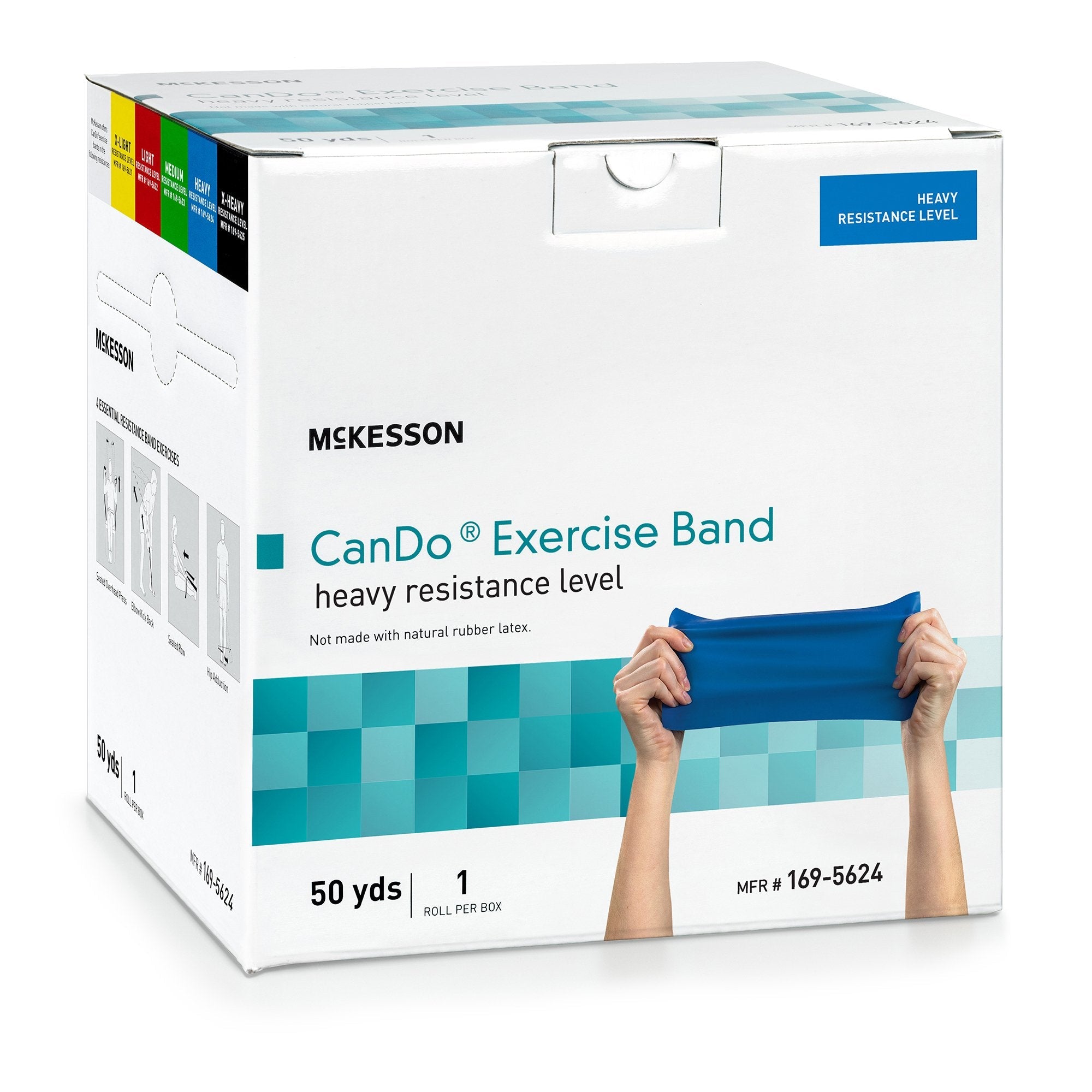 McKesson Exercise Resistance Band, Blue, 5 Inch x 50 Yard, Heavy Resistance (1 Unit)