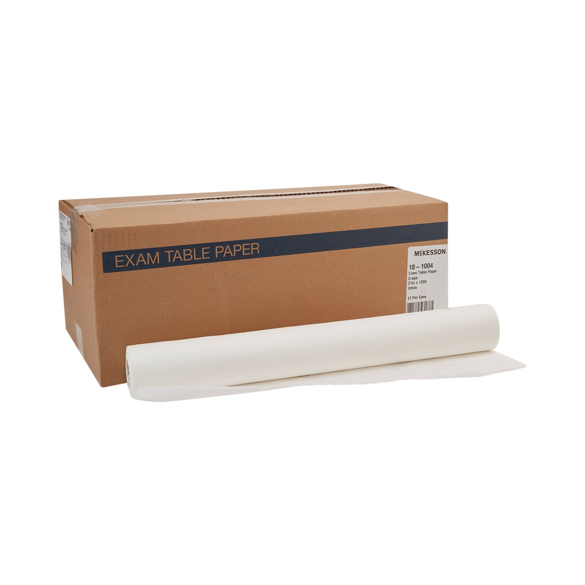 McKesson Crepe Table Paper Rolls, 21" x 125', White, Bulk Pack of 12