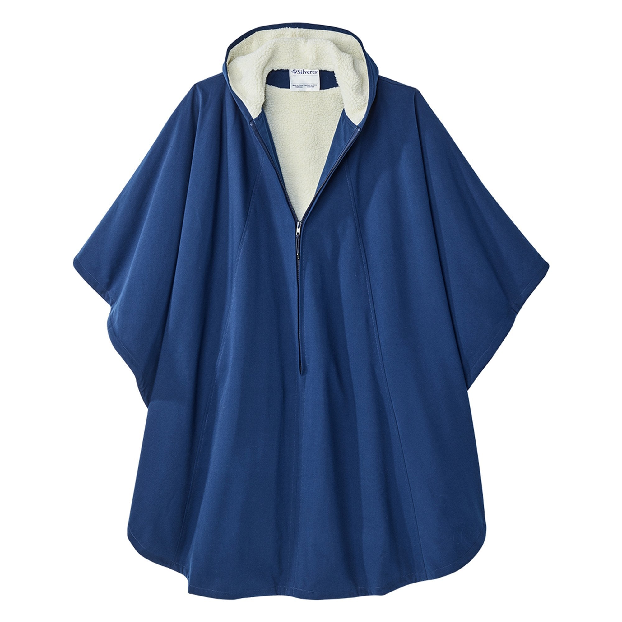 Silverts® Luxurious Fur-Lined Winter Wheelchair Cape, Navy Blue (1 Unit)