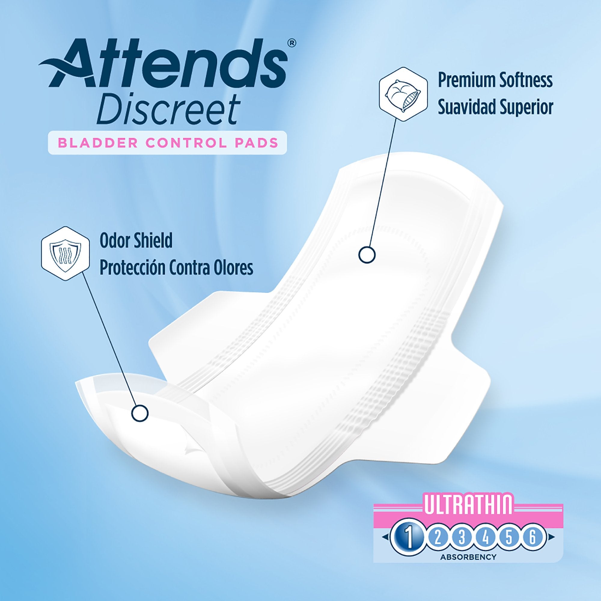 Attends® Discreet Women's Ultra Thin Bladder Control Pad, 9-Inch Length (20 Units)