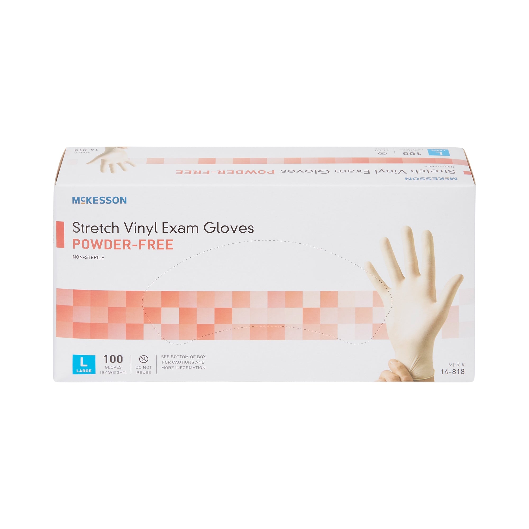 McKesson Stretch Vinyl Exam Gloves Large - Ivory, NonSterile, Smooth (100 Pack)